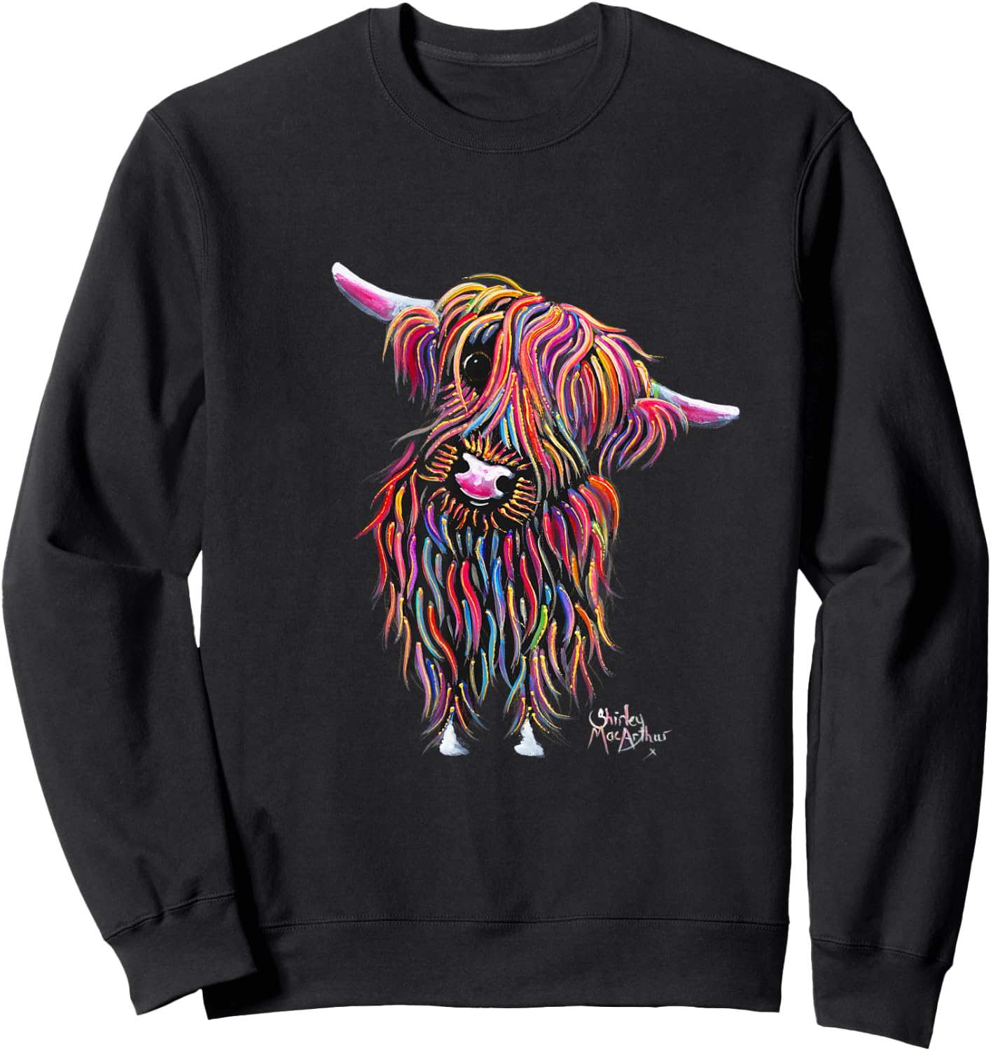Highland Cow Animal Print ' Bolly ' Sweatshirt - Sweatshirt | Black