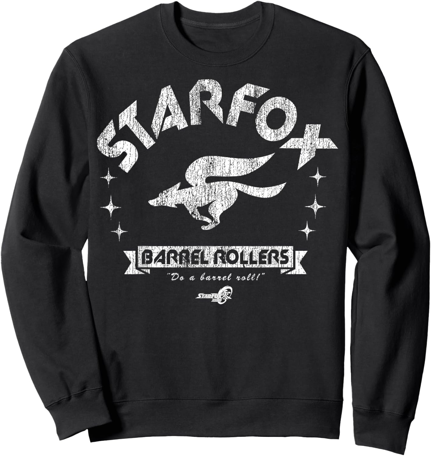Star Fox Barrel Rollers Distressed Logo Graphic Sweatshirt - Sweatshirt | Black