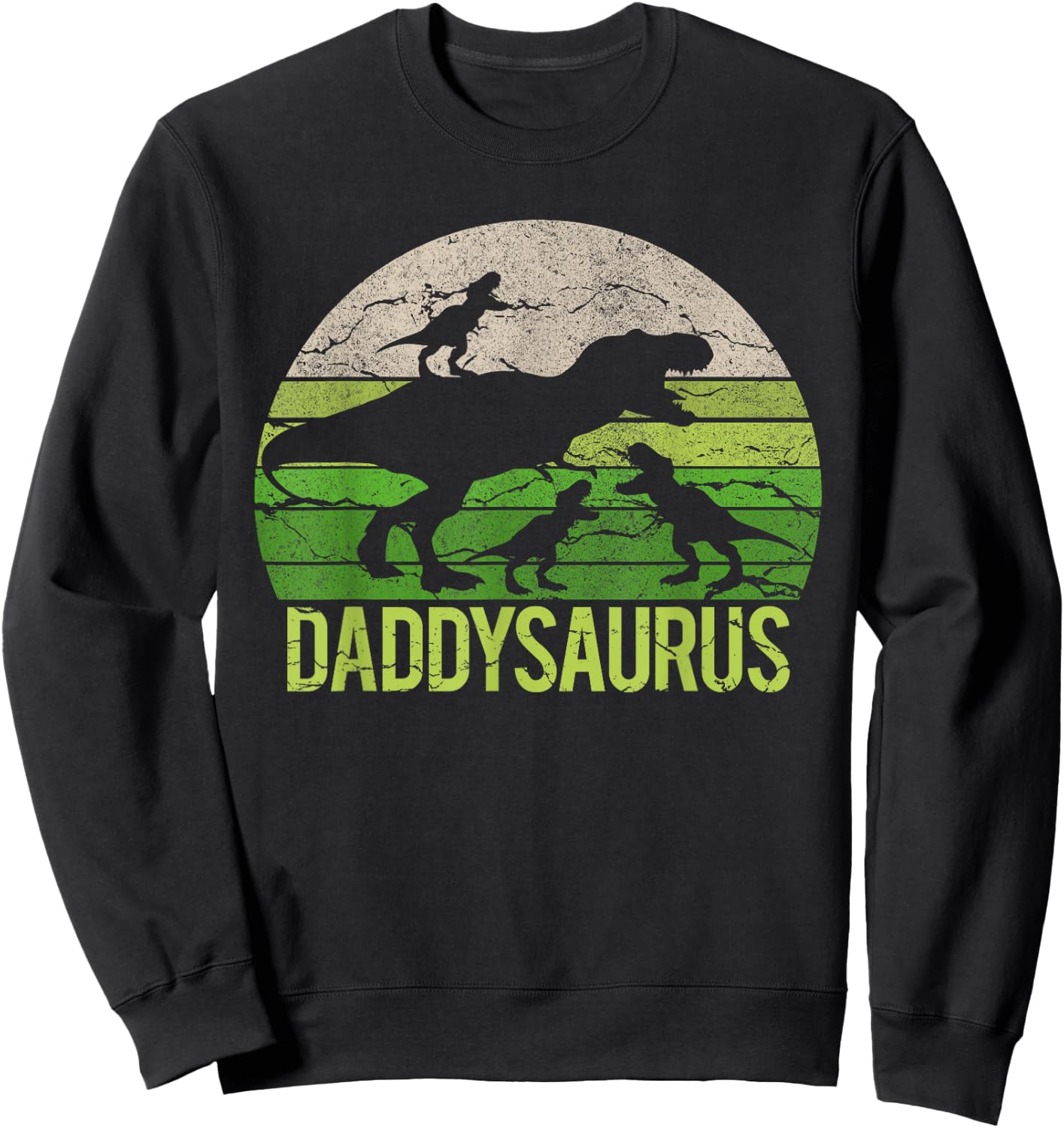 Daddy Dinosaur Daddysaurus 3 three kid Gift Dad christmas Sweatshirt - Sweatshirt | Black