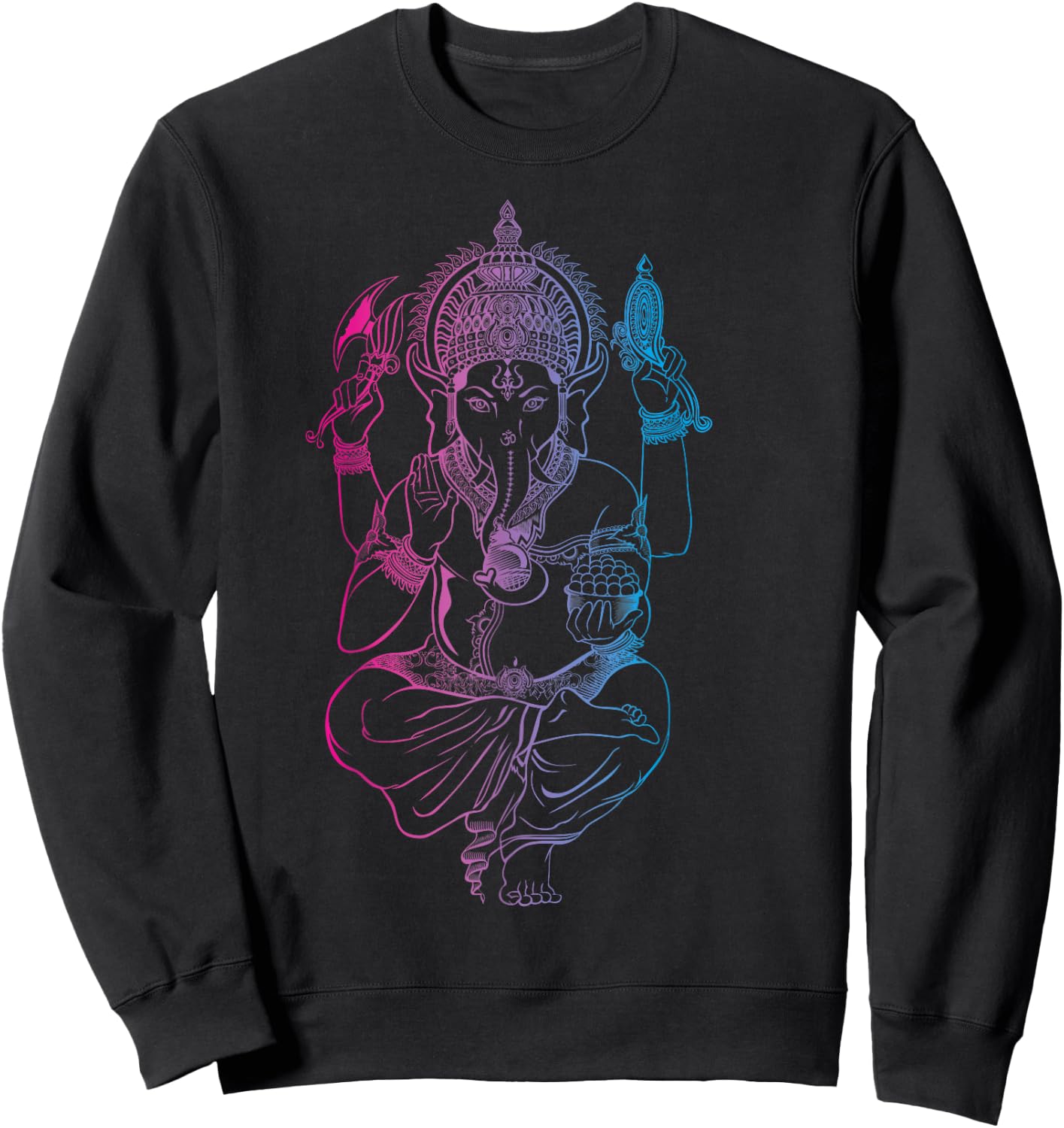 Ganesh Symbol Elephant God Yoga Men Women Meditation Sweatshirt - Sweatshirt | Black
