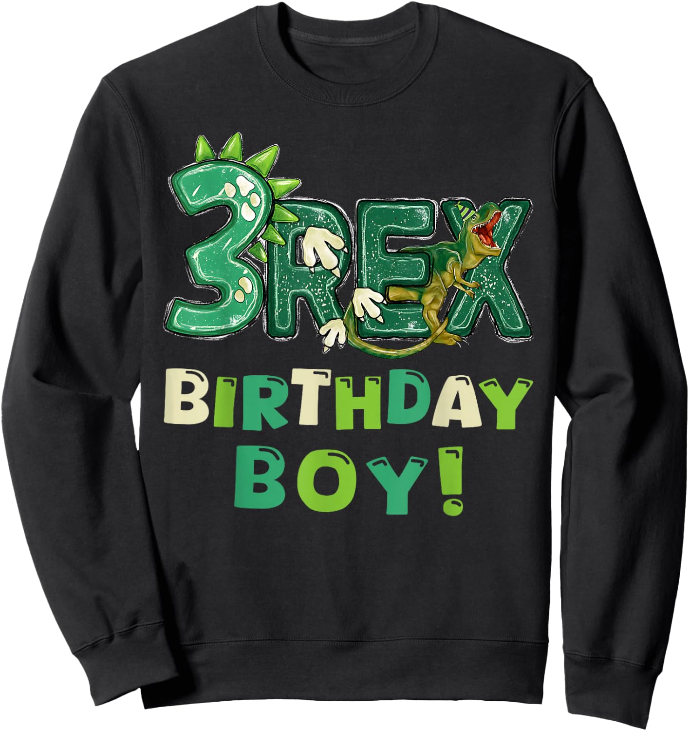 Three Rex Birthday Dinosaur Family Matching Party Sweatshirt - Sweatshirt | Black