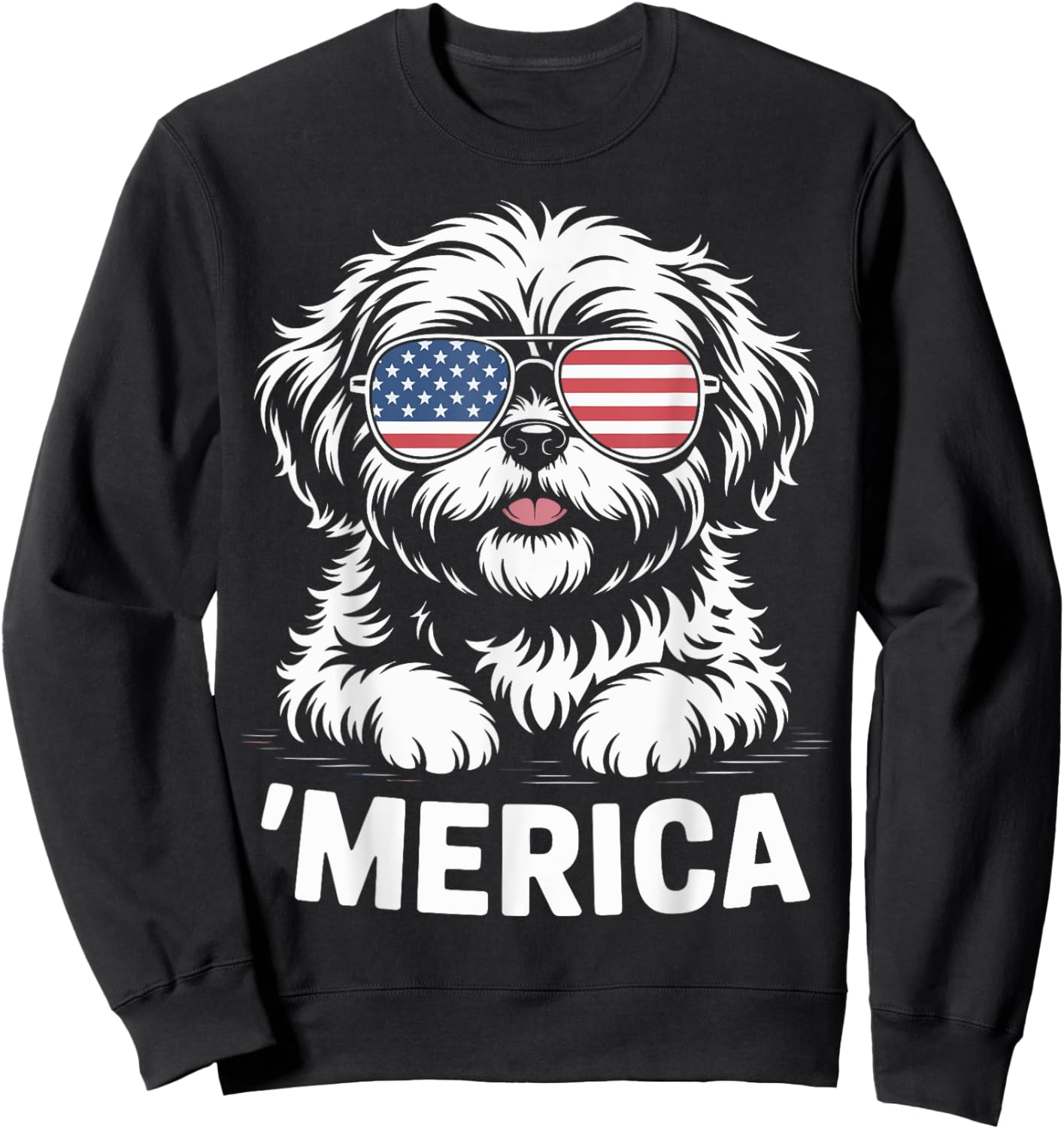 Shih Tzu 4th of July ‘Merica Patriotic Sweatshirt - Sweatshirt | Black