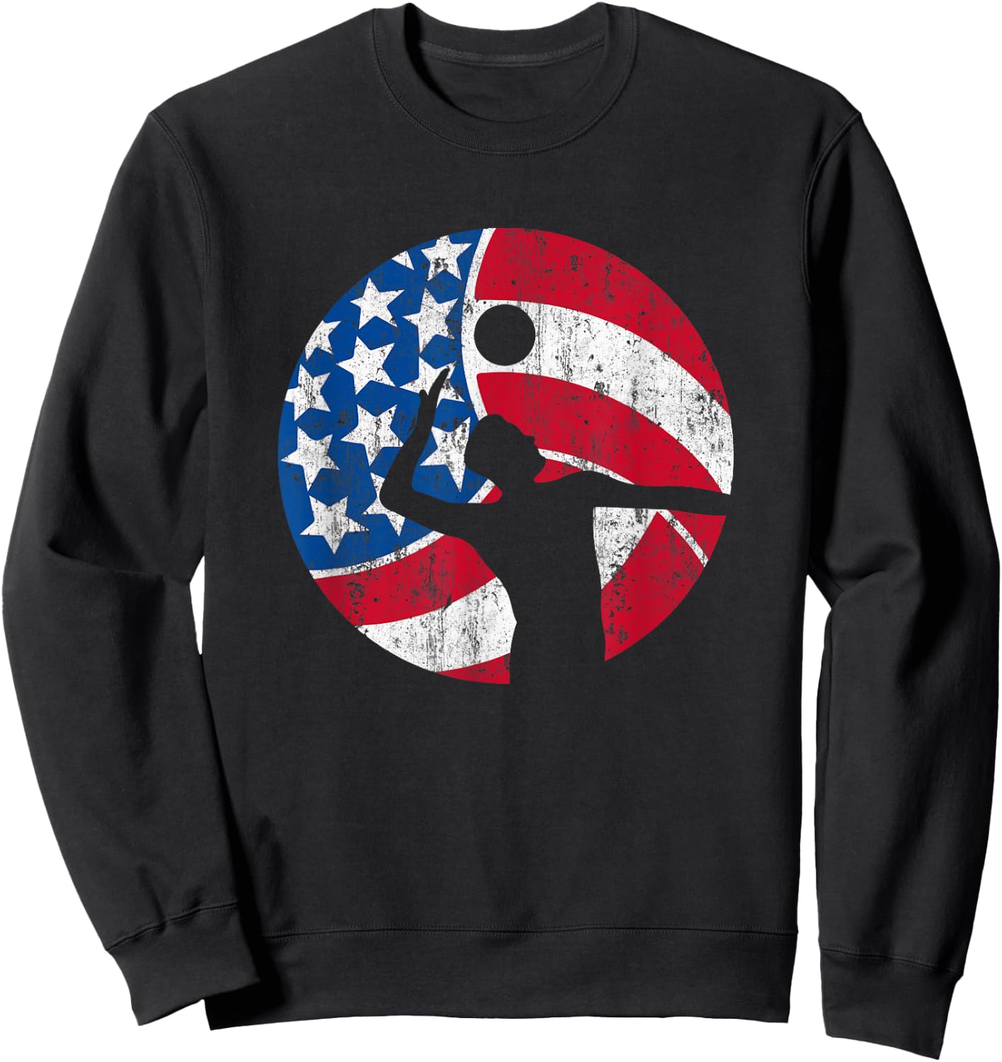 Volleyball USA Flag Sweatshirt - Sweatshirt | Black