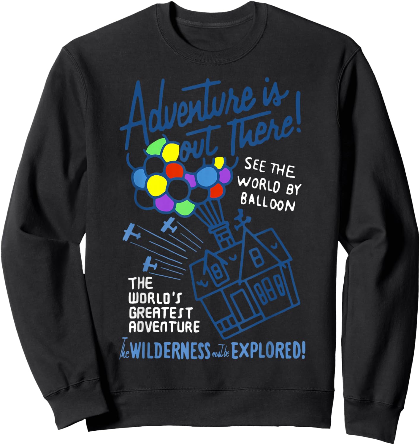 Disney Pixar Up Adventure is Out There Vintage Balloon House Sweatshirt - Sweatshirt | Black