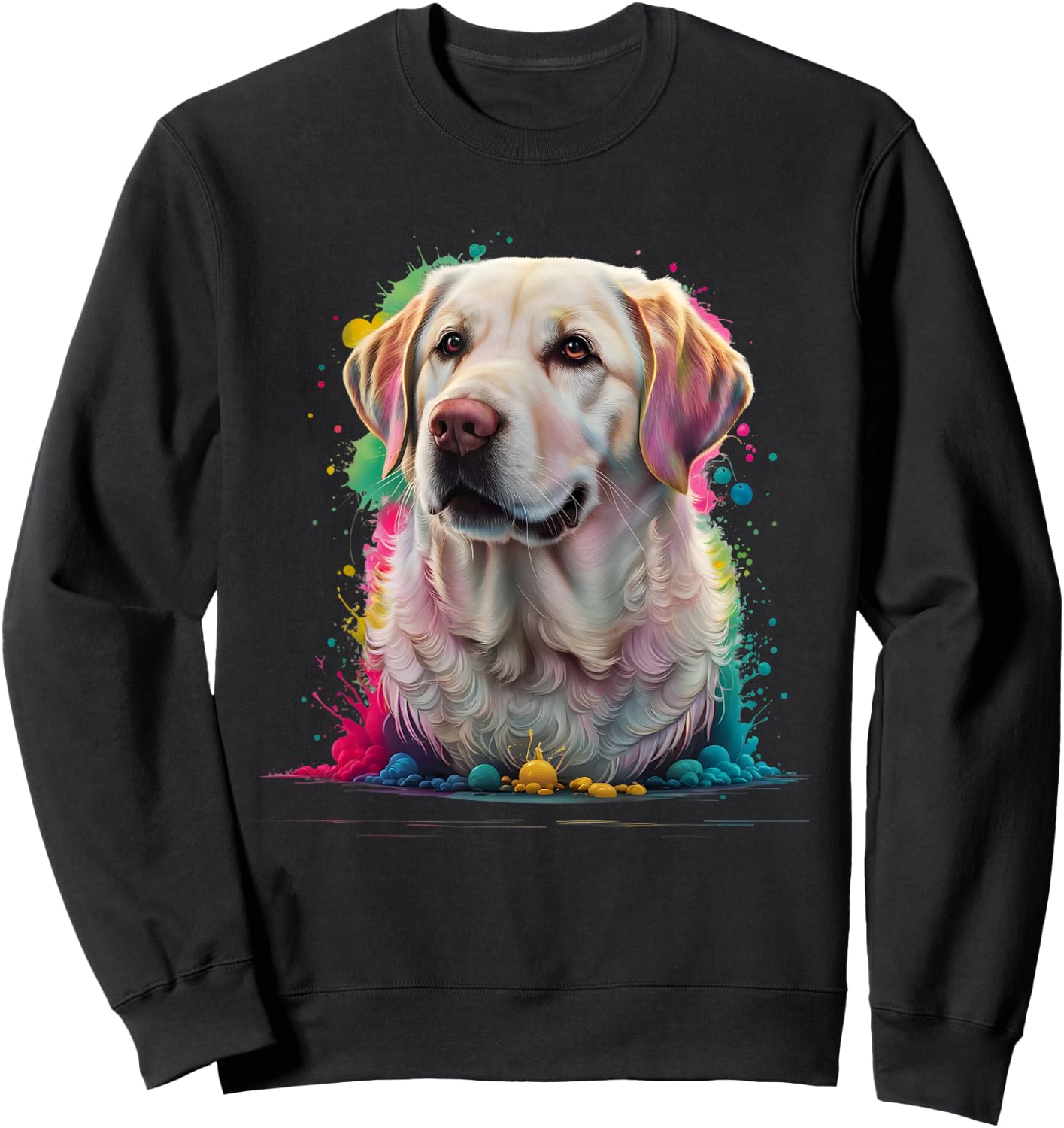 Men Woman Colorful Watercolor Labrador Retriever Sweatshirt - Sweatshirt | Black