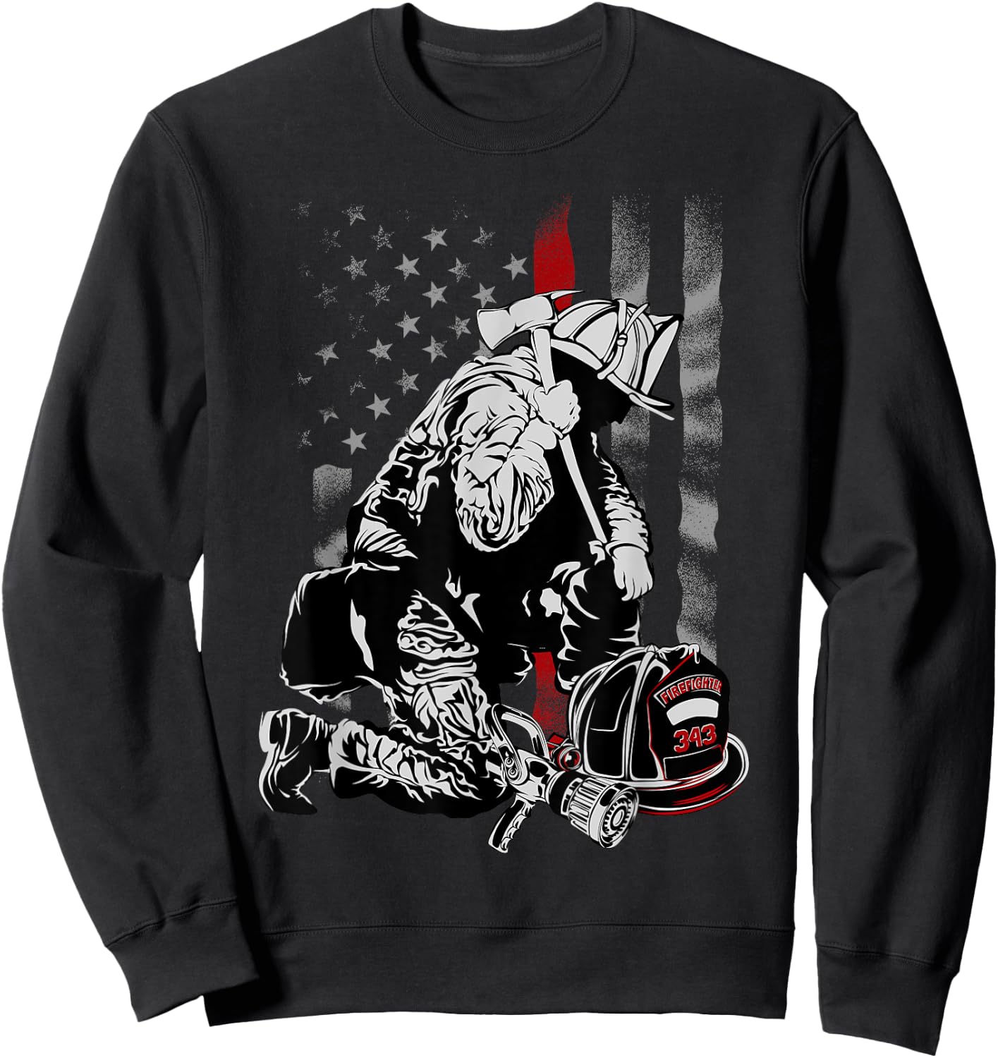 Firefighter Gifts Shirts with Vintage USA Flag Sweatshirt - Sweatshirt | Black