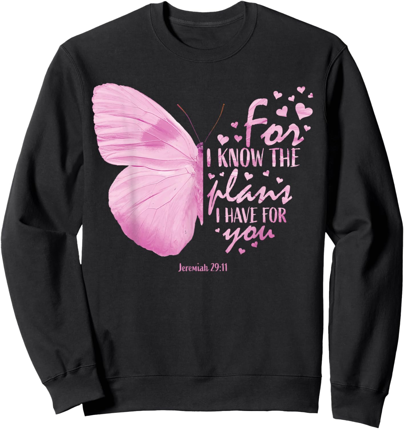 Religious Gifts Mom Women Christian Bible Verse Butterfly Sweatshirt - Sweatshirt | Black