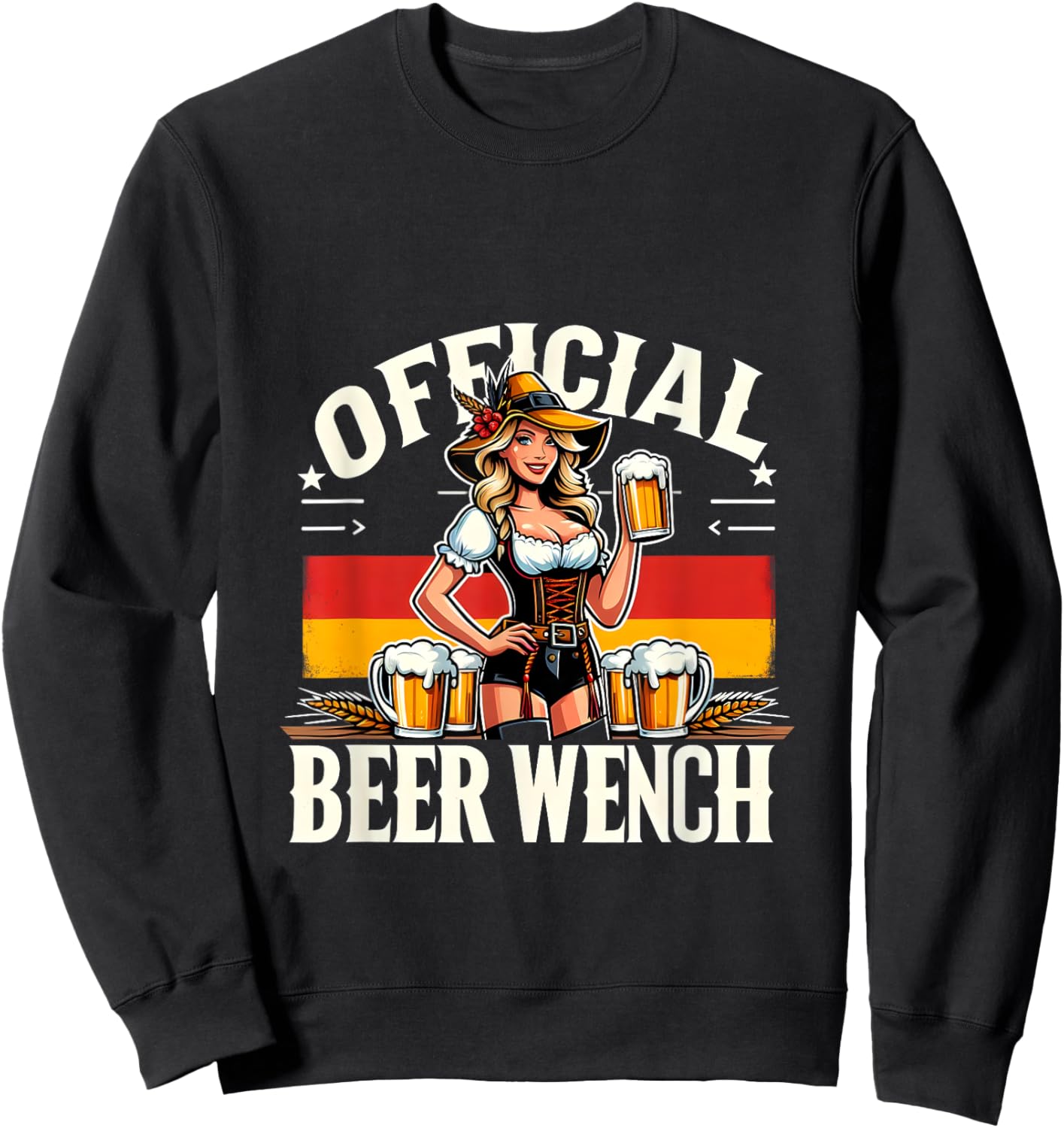 Oktoberfest Drinking Team Official Beer Wench German Flag Sweatshirt - Sweatshirt | Black