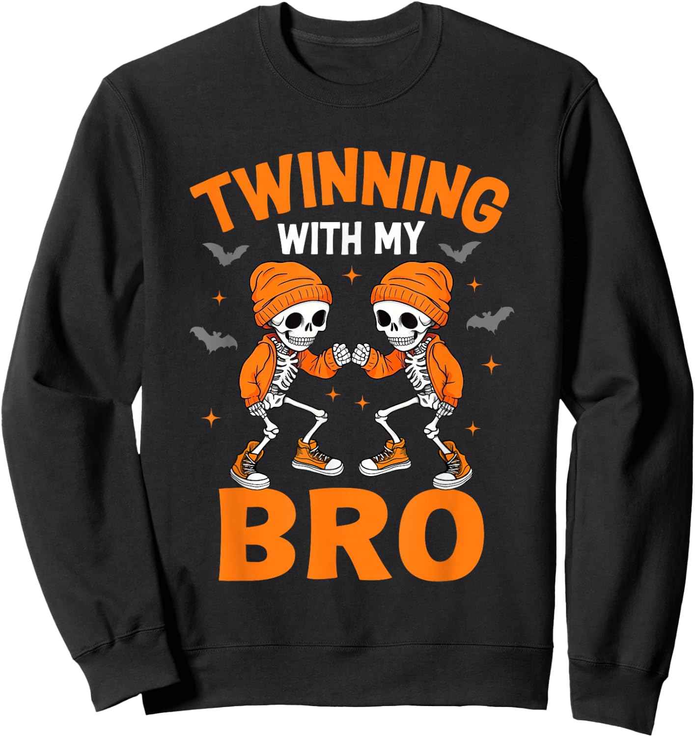 Twin Boys Twinning Halloween Best Friend Matching Skeleton Sweatshirt - Sweatshirt | Black