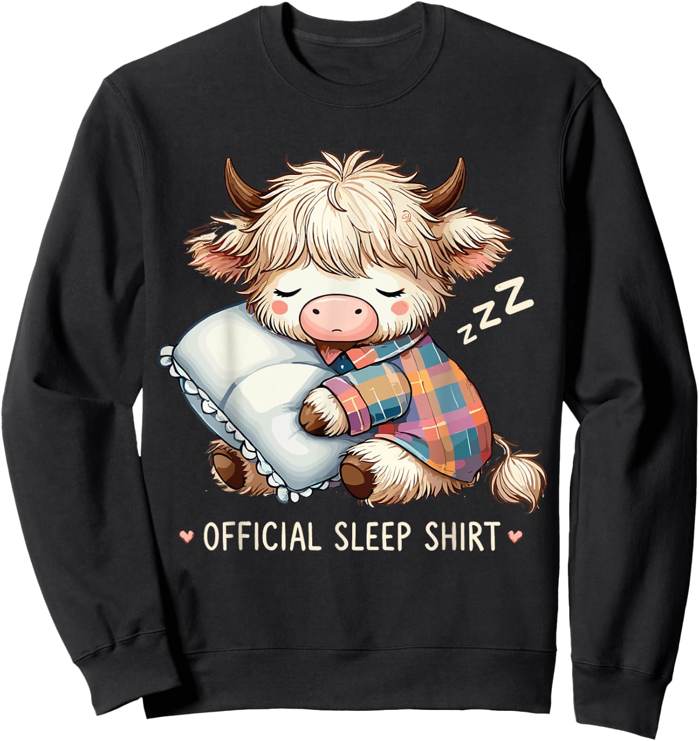 Highland_cow Official Sleepshirt Pajamas Nightgown Sleeping Sweatshirt - Sweatshirt | Black