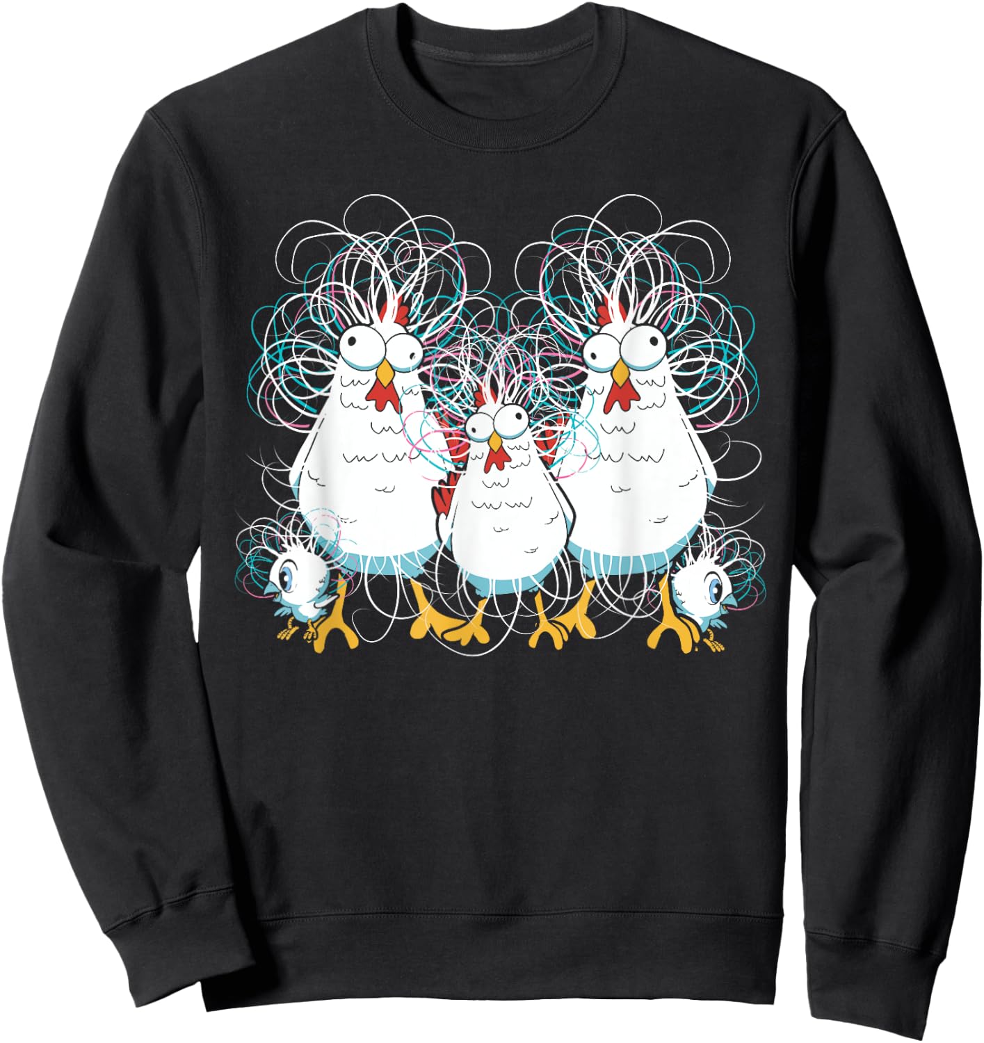 Funny Chicken Art Crazy Chicken Family Chicken Lover Farmer Sweatshirt - Sweatshirt | Black