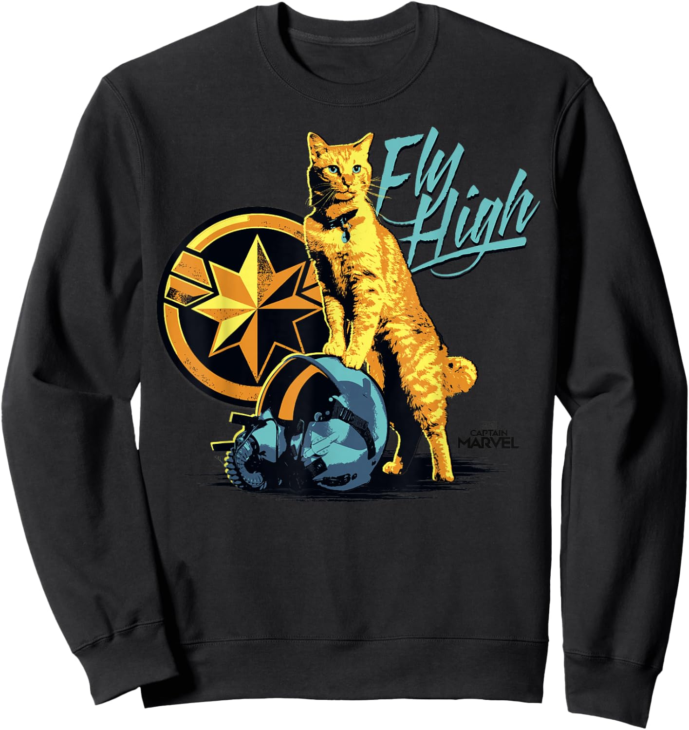 Captain Marvel Symbol Goose Fly High Graphic Sweatshirt - Sweatshirt | Black
