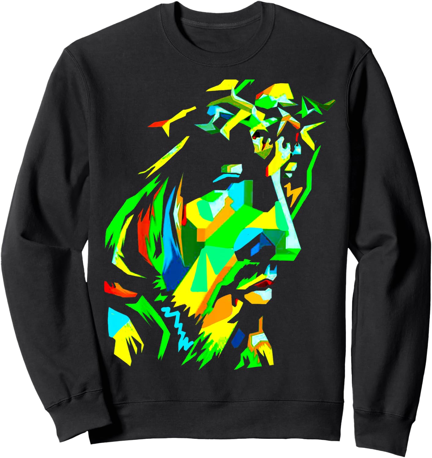 Jesucristo Pop Art Jesus Christ Face, Catholic Icon Painting Sweatshirt - Sweatshirt | Black