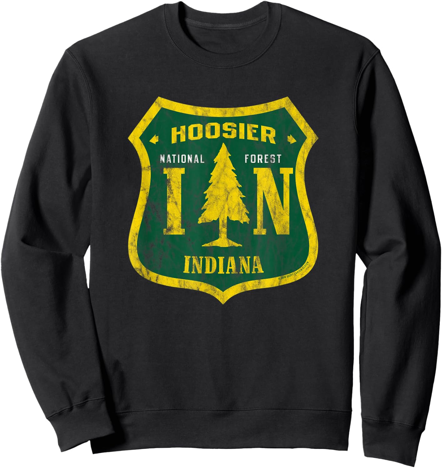 Hoosier National Forest Indiana Shield Retro Vintage Look Sweatshirt - Sweatshirt | Black