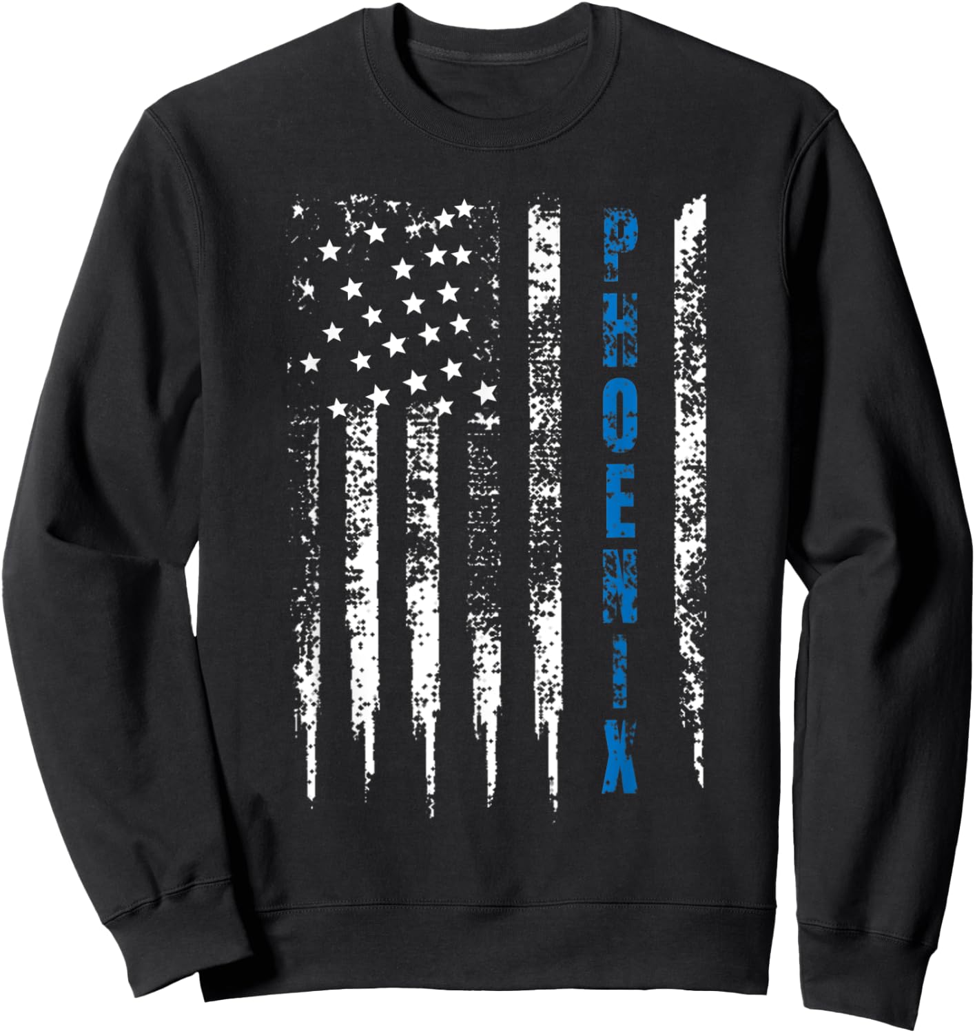 Blue Line Phoenix Design Distressed National Police Week Sweatshirt - Sweatshirt | Black