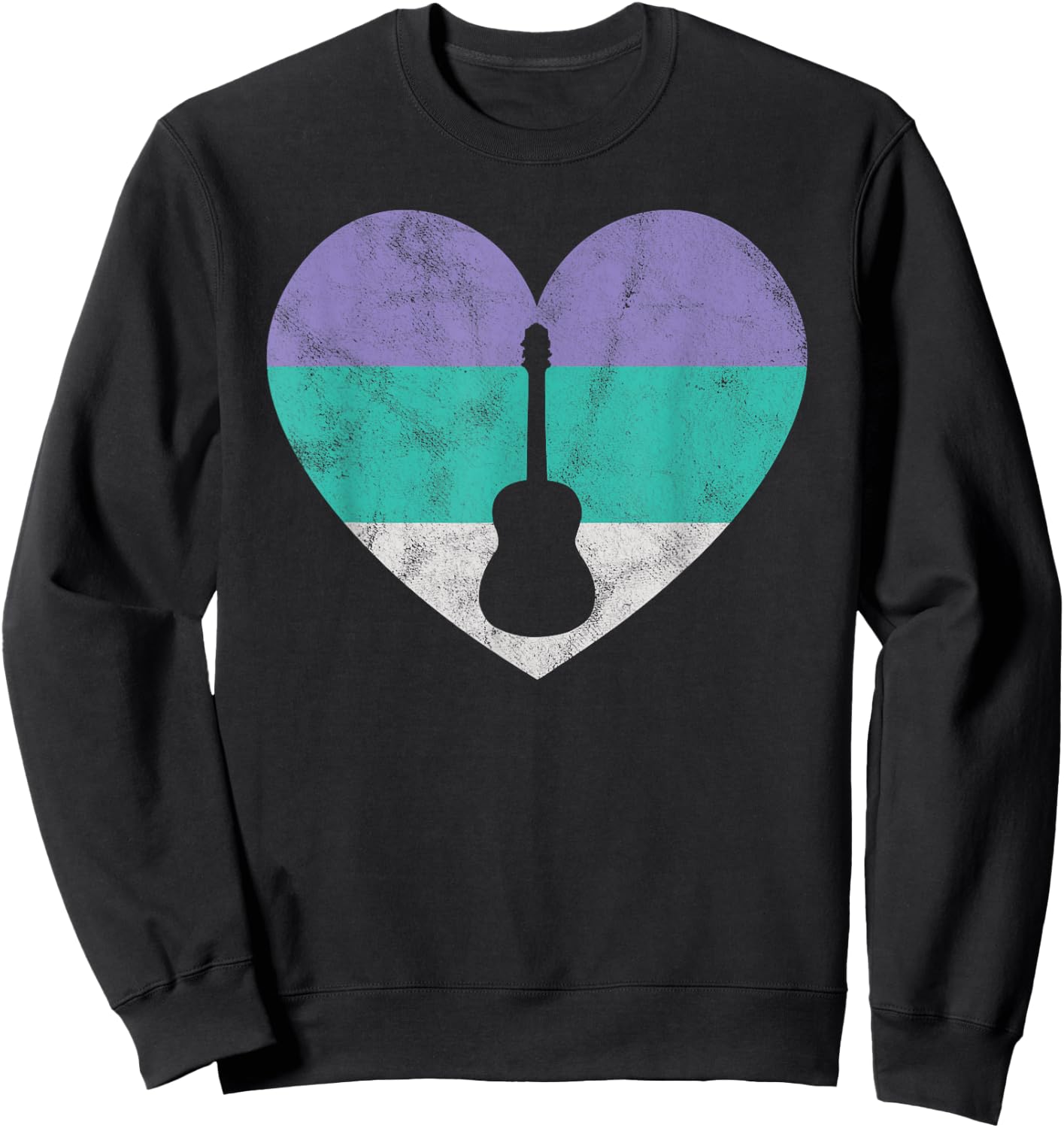 Acoustic Guitar Gift Teens & Girls Retro Vintage Sweatshirt - Sweatshirt | Black