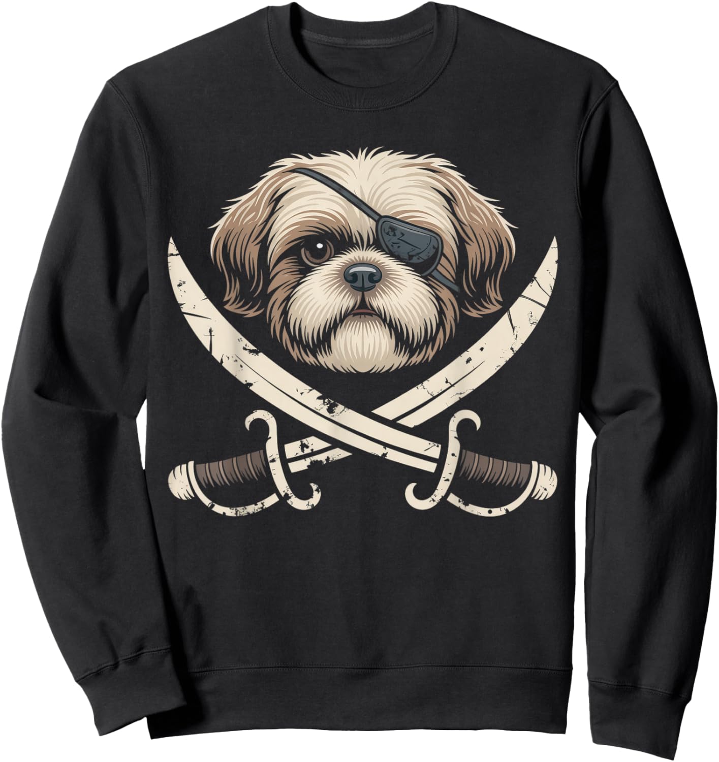 Shih Tzu Dog Shihtzu Pirate Shih Tzu Decor Shitzhu Shih Tzu Sweatshirt - Sweatshirt | Black