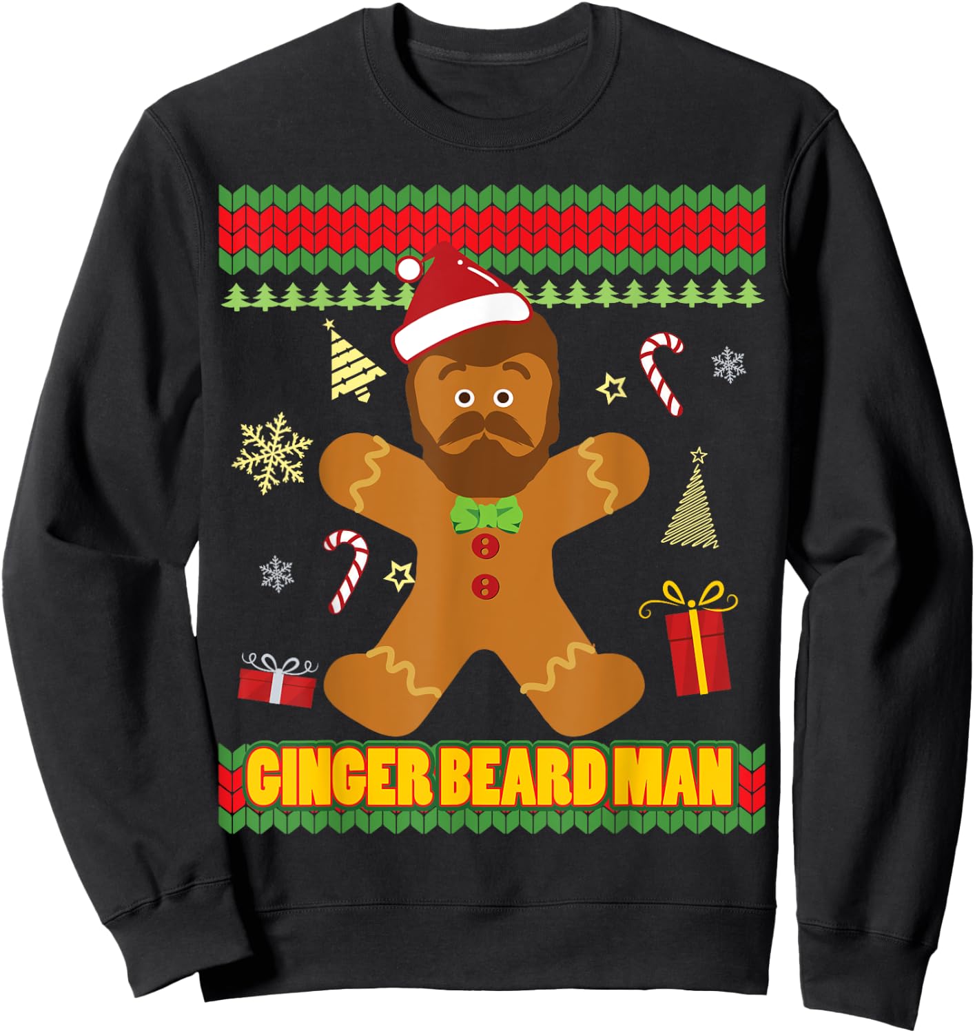 Ugly Ginger Beard Man Holiday Gingerbread Christmas Sweatshirt - Sweatshirt | Black