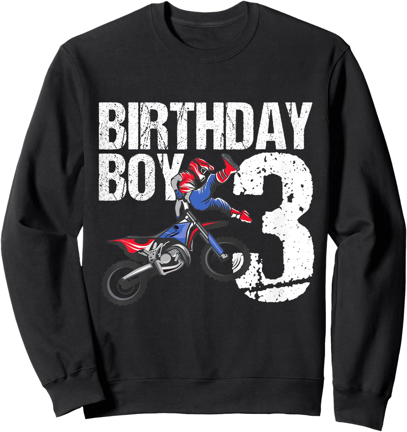 3 Year Old Dirt Bike Birthday Party Motocross MX 3rd Gift Sweatshirt - Sweatshirt | Black