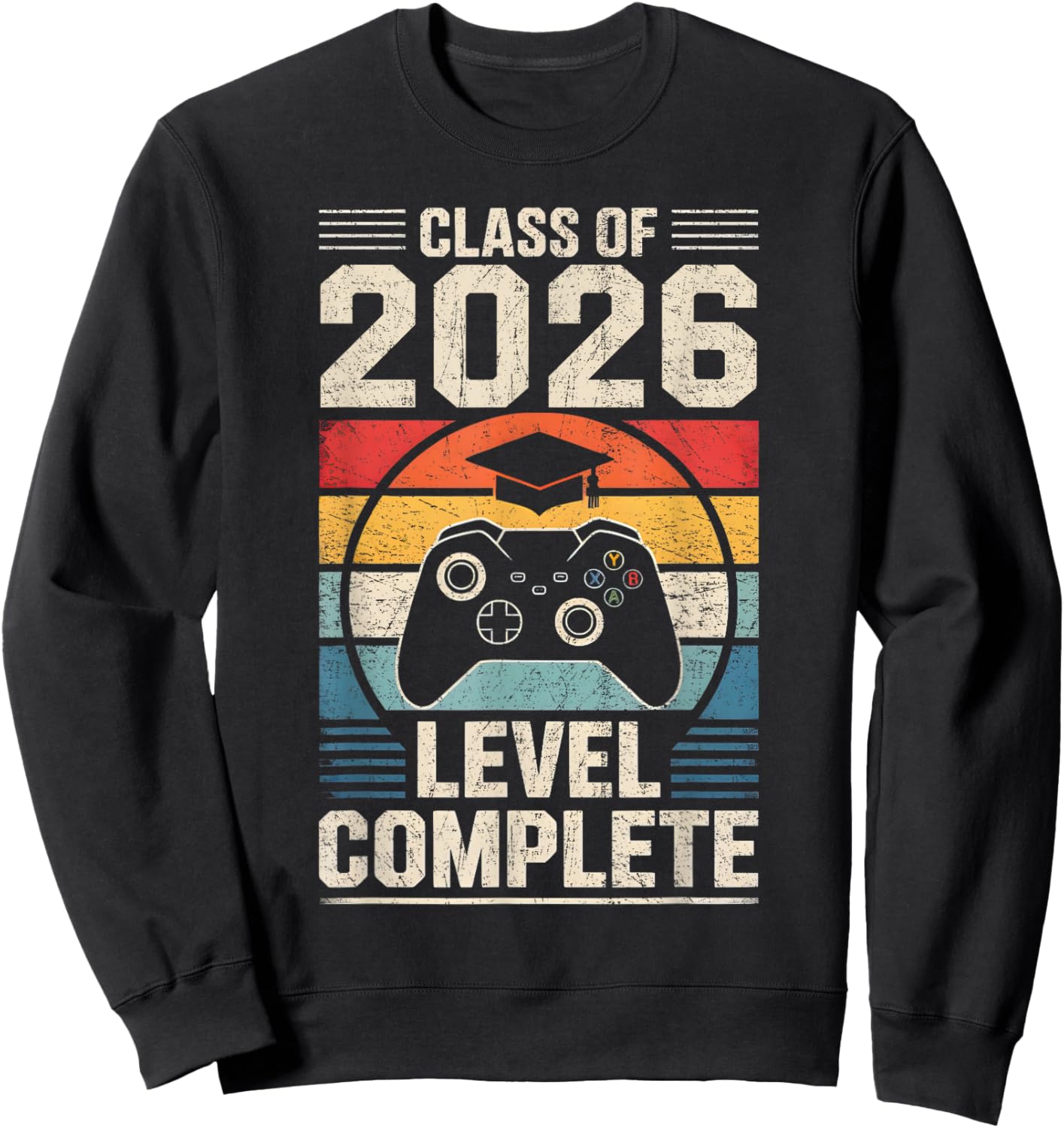 Class of 2026 Level Complete Video Gamer Senior Graduation Sweatshirt - Sweatshirt | Black