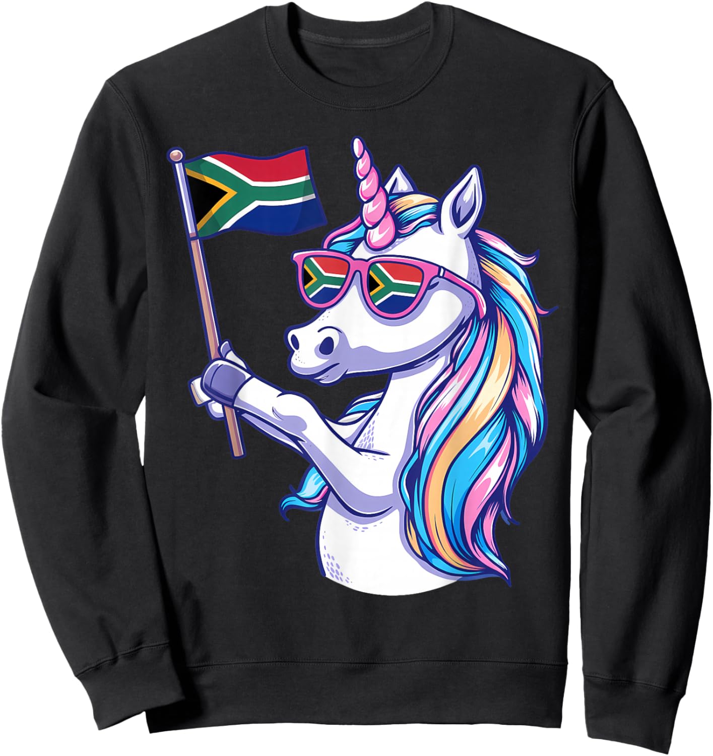South Africa Roots Unicorn South African Flag Sweatshirt - Sweatshirt | Black