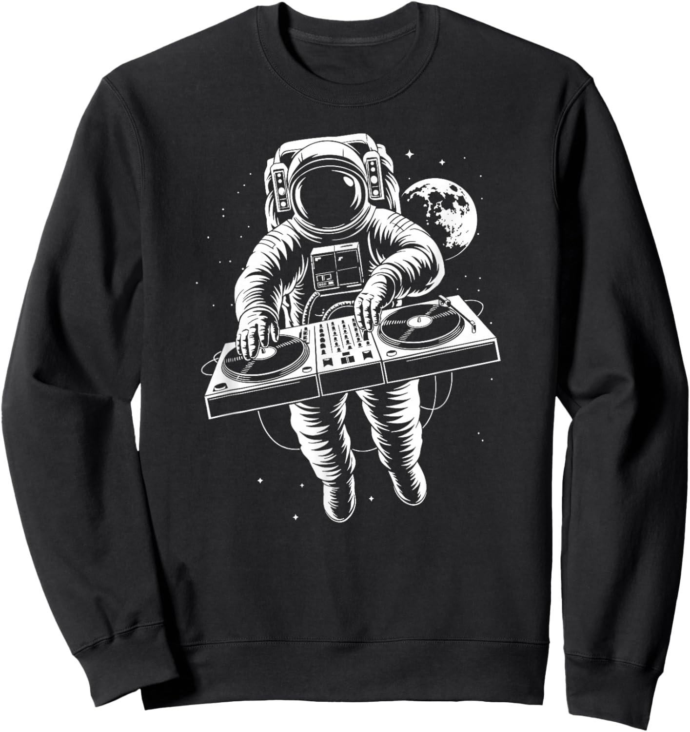 Astronaut DJ, Infinity and Beyond, Music, White Design, Fun Sweatshirt - Sweatshirt | Black
