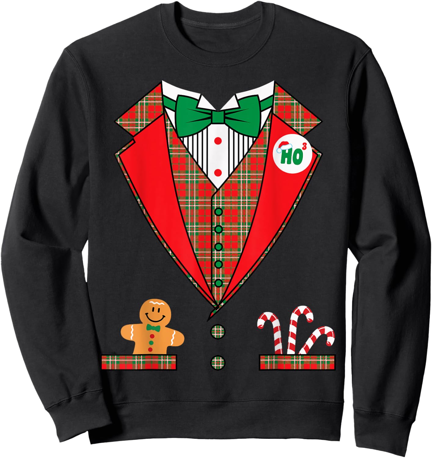 Nat's Gift Shop Funny Christmas Costume , Men & Boys, Black, Short Sleeve, Classic Fit, Pull On, , Small Sweatshirt - Sweatshirt | Black