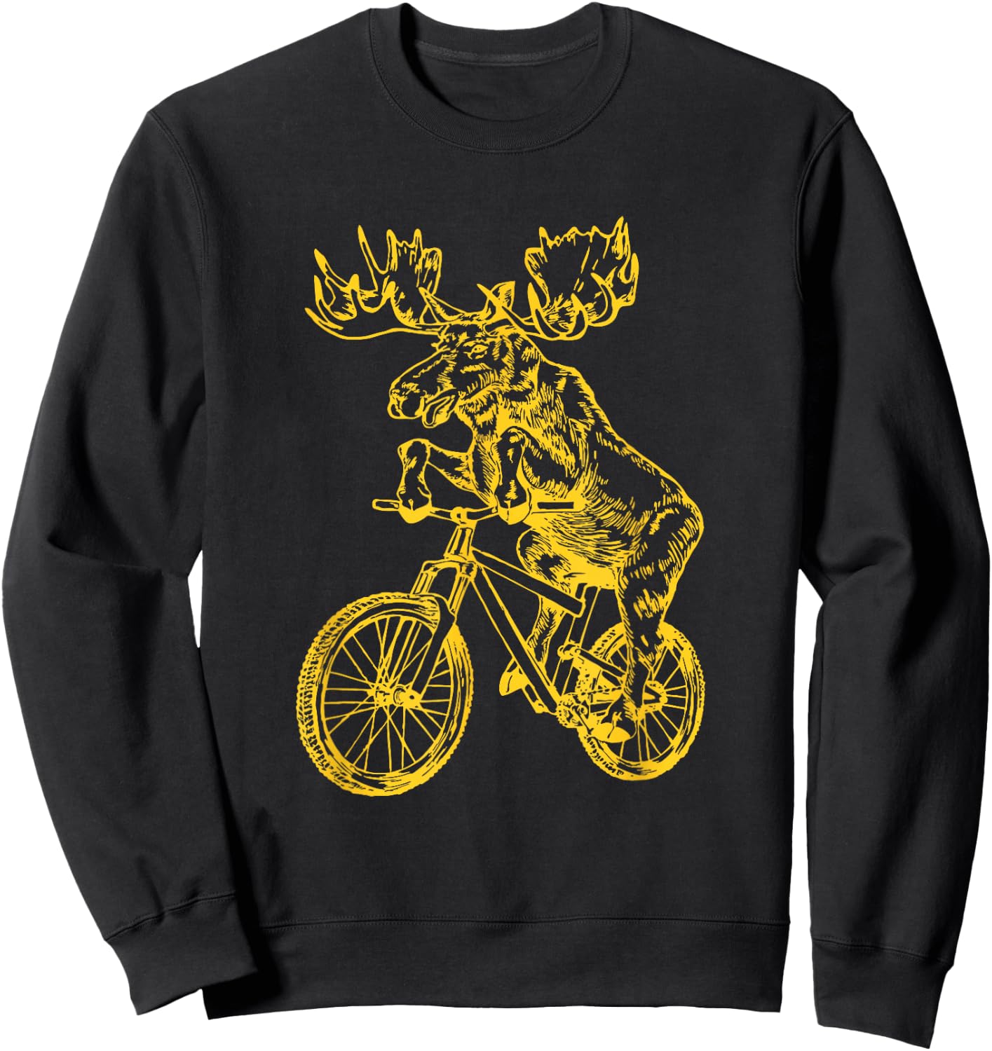 Moose Cycling Bicycle Cool Cyclist Funny Animal Riding Bike Sweatshirt - Sweatshirt | Black