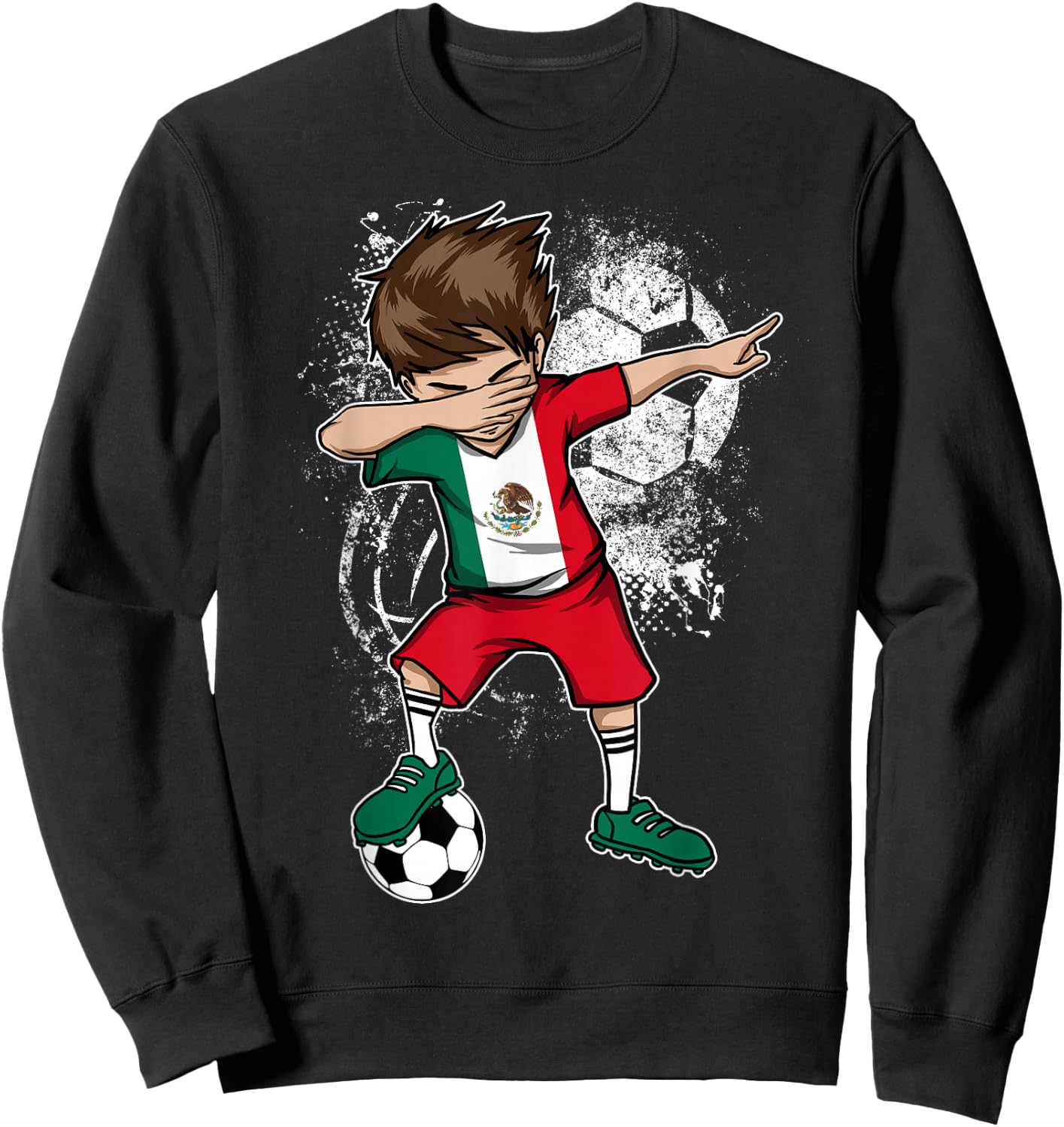 Dabbing Boy Mexico Soccer Shirt Jersey Mexican Football Sweatshirt - Sweatshirt | Black