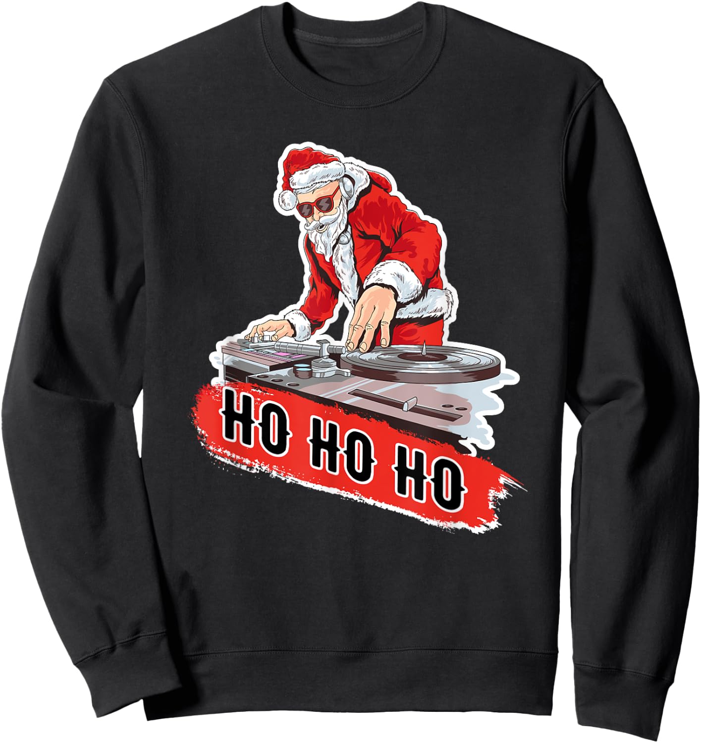 DJ Santa Christmas T Shirt Funny Disc Jockey X Mas Party Sweatshirt - Sweatshirt | Black