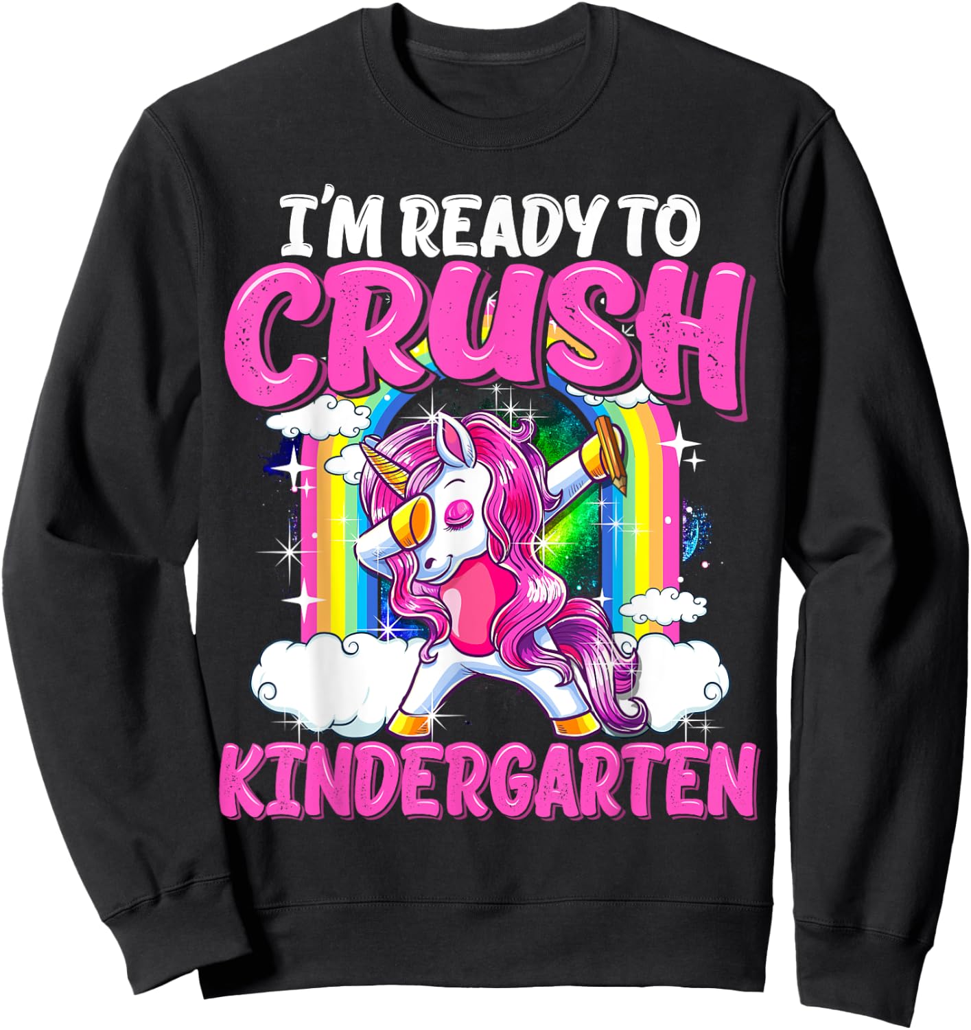 Kindergarten Dabbing Unicorn Back To School Girls Gift Sweatshirt - Sweatshirt | Black