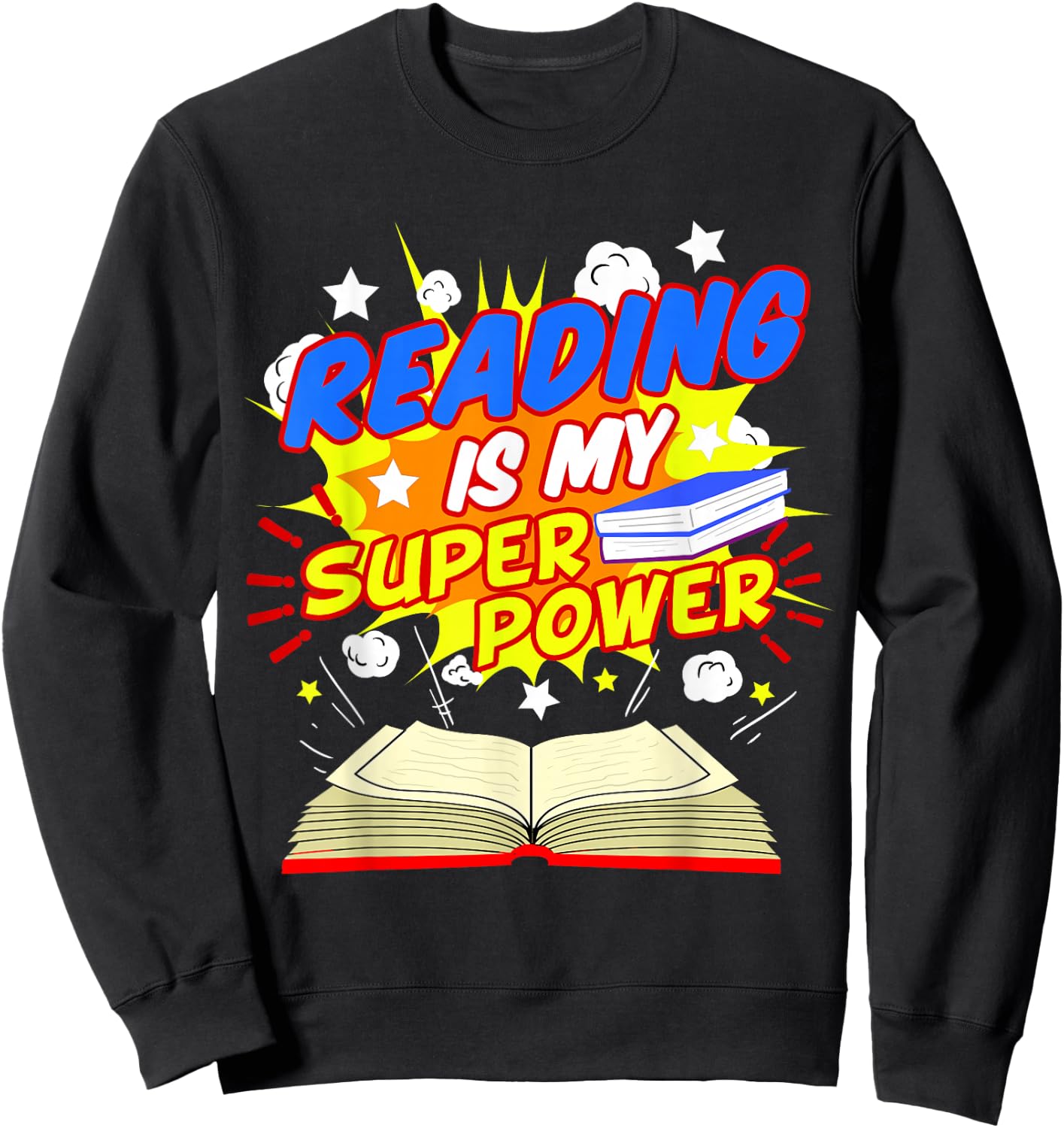 Reading Is My Superpower Comic Book Sweatshirt - Sweatshirt | Black