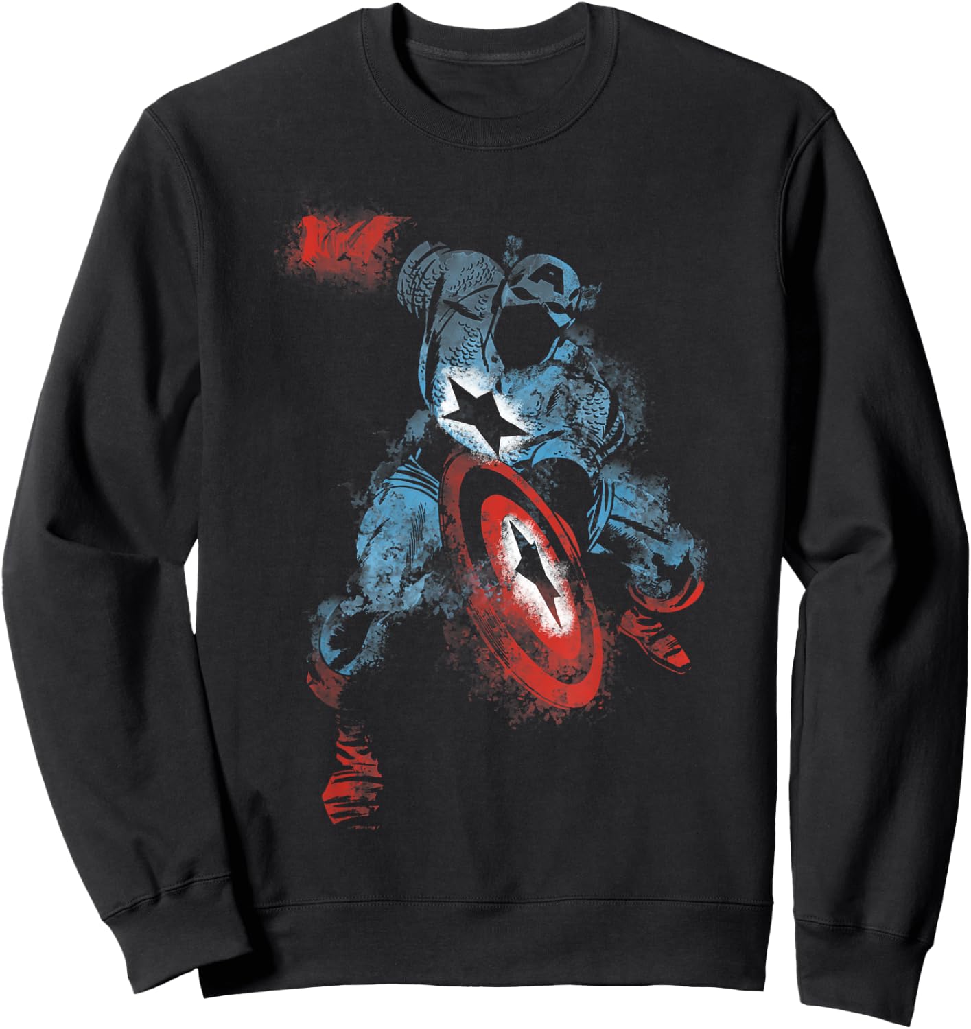 Marvel Captain America Watercolor Paint Graphic Sweatshirt - Sweatshirt | Black