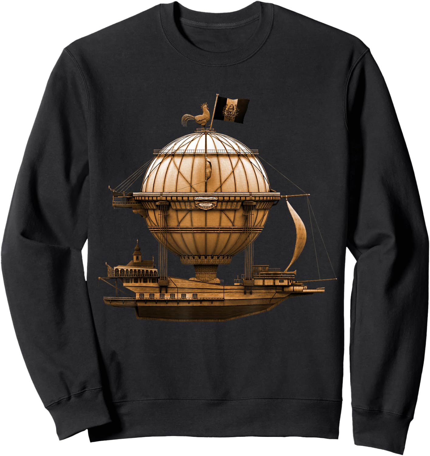 Steampunk Vintage Hot Air Balloon Airship Retro Steampunk Sweatshirt - Sweatshirt | Black