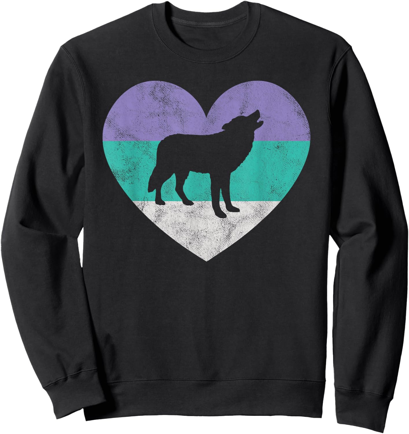 Wolf Gift Shirt & Girls | Retro Cute Wolf Sweatshirt - Sweatshirt | Black