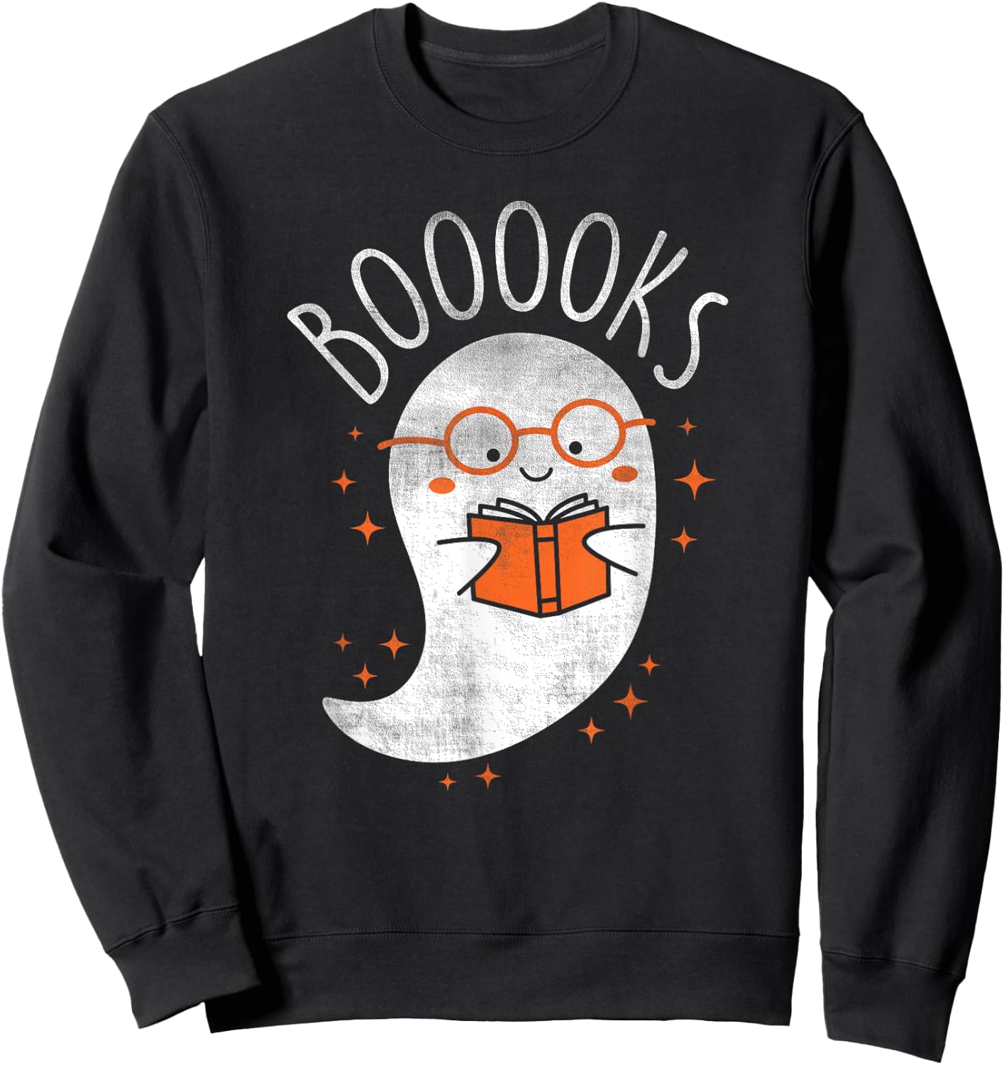 Cute Ghost Book Reading Halloween Teacher Top Sweatshirt - Sweatshirt | Black