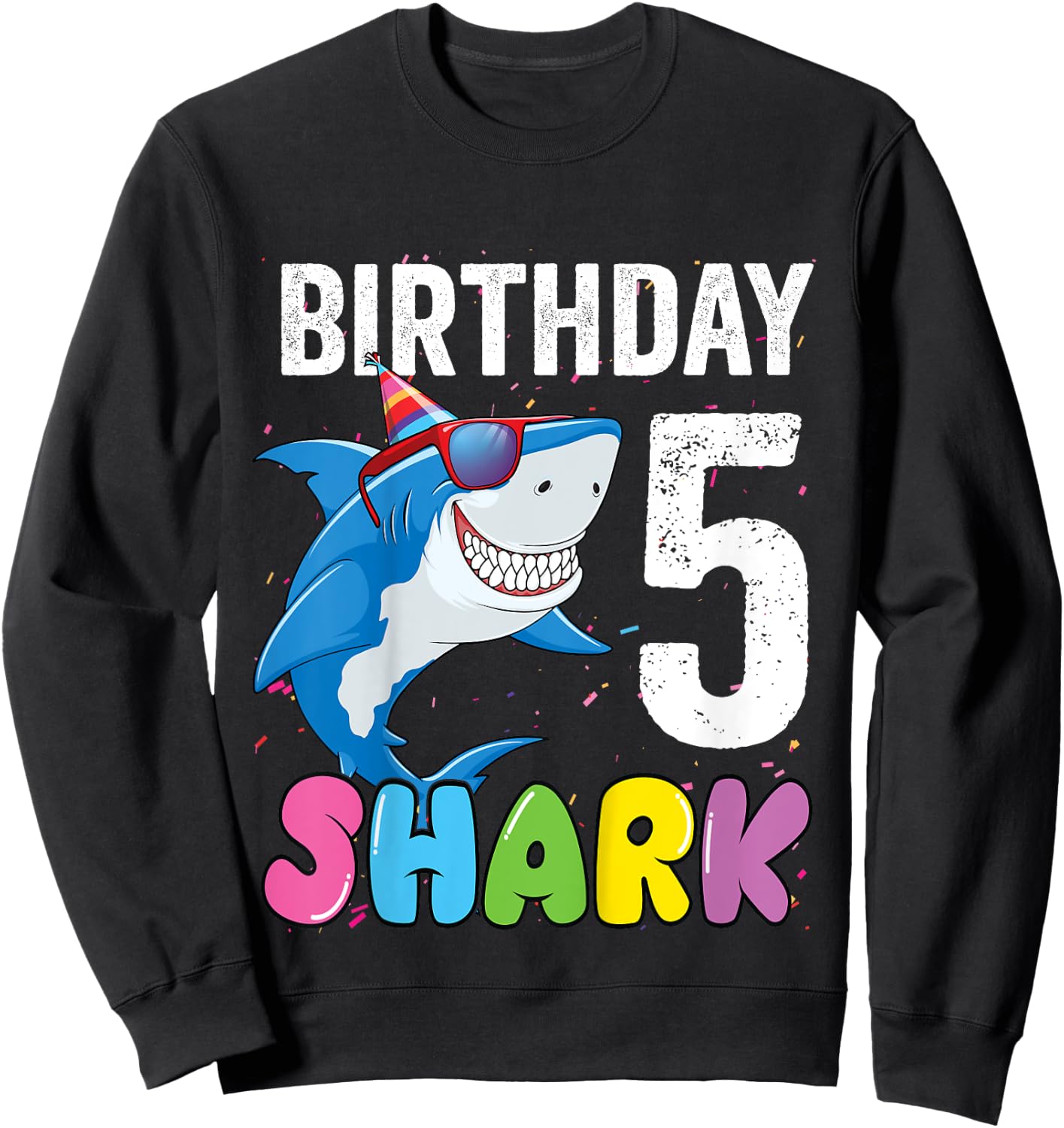 5th Birthday Shark Shirt JawSome Fifth Year Old Kids Sweatshirt - Sweatshirt | Black