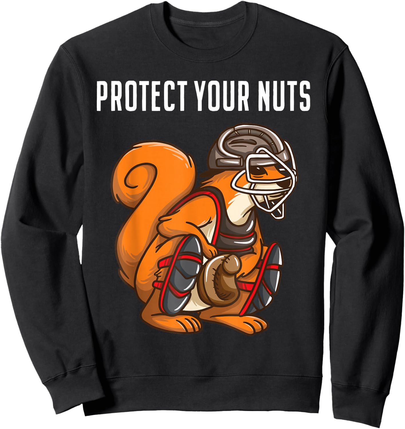 Funny Squirrel Lover Baseball Catcher Gift Boys Girls Animal Sweatshirt - Sweatshirt | Black