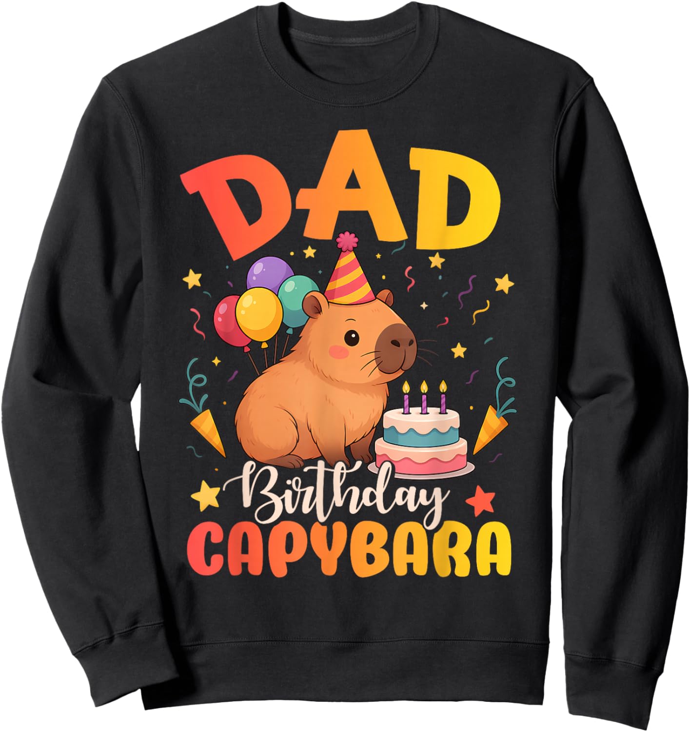 Dad of The Birthday Girl Capybara Bday Party Family Sweatshirt - Sweatshirt | Black