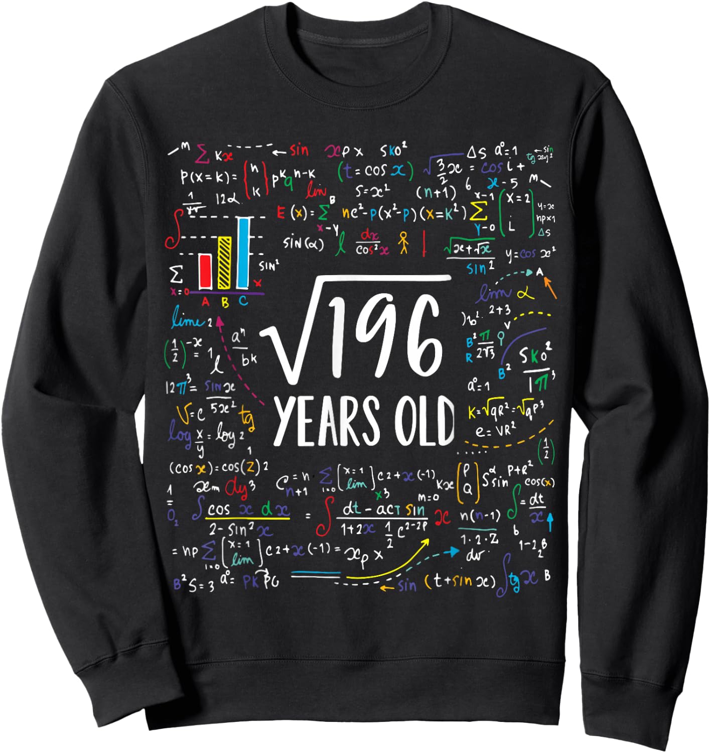Square Root of 196 14th Birthday 14 Year Old Gifts Math Bday Sweatshirt - Sweatshirt | Black