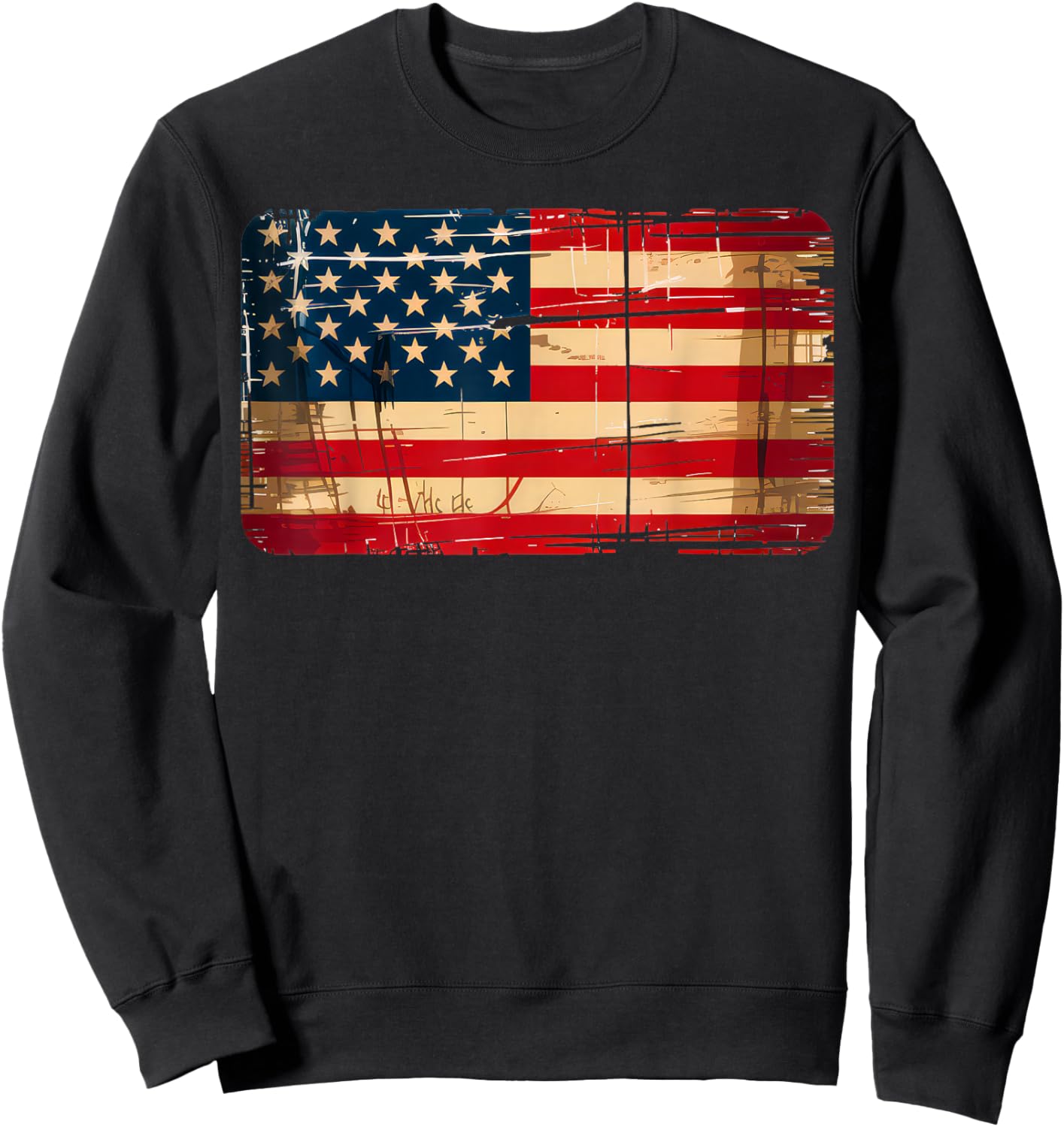 USA Flag United State US Vintage Flag 4th Of July Men Women Sweatshirt - Sweatshirt | Black