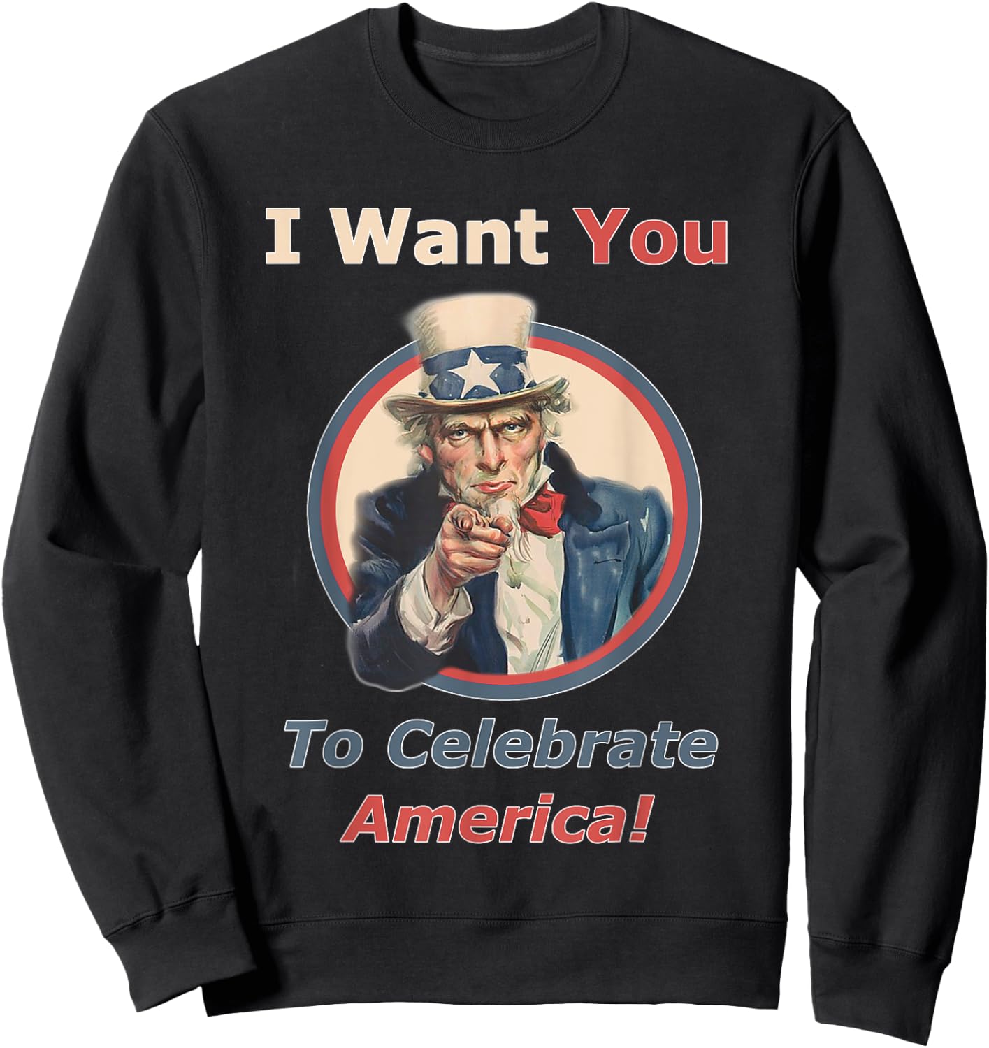July 4th Uncle Sam Wants You Celebrate America Gear Kids Men Sweatshirt - Sweatshirt | Black