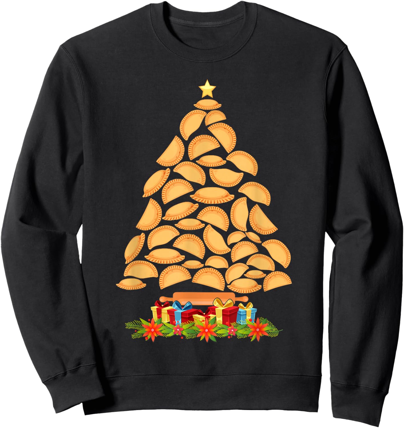 Pierogi Tree Polish Christmas Food Funny Men Women Kids Sweatshirt - Sweatshirt | Black