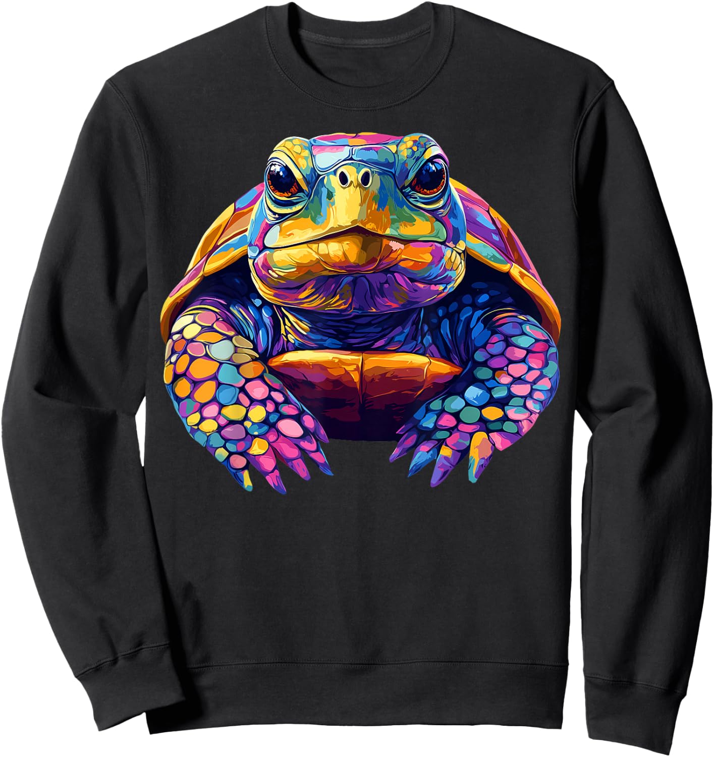 Colorful Box Turtle Pond Animal Lover Men Women Black Sweatshirt - Sweatshirt | Black