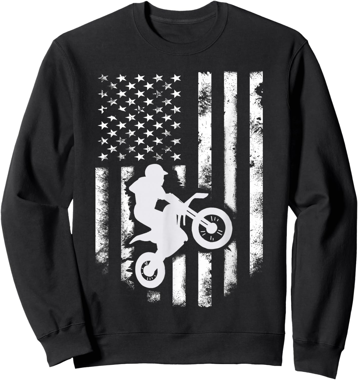 American Flag Motorcross Braap Dirt Bike Off Road Enduro Women Kids Men Sweatshirt - Sweatshirt | Black