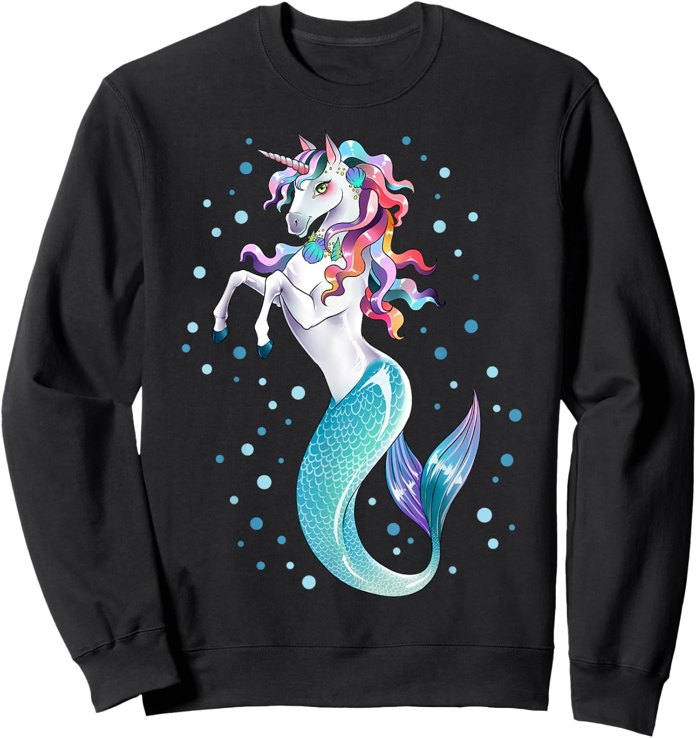 Unicorn Mermaid Mermicorn Girls Kids Women Rainbow Gifts Sweatshirt - Sweatshirt | Black