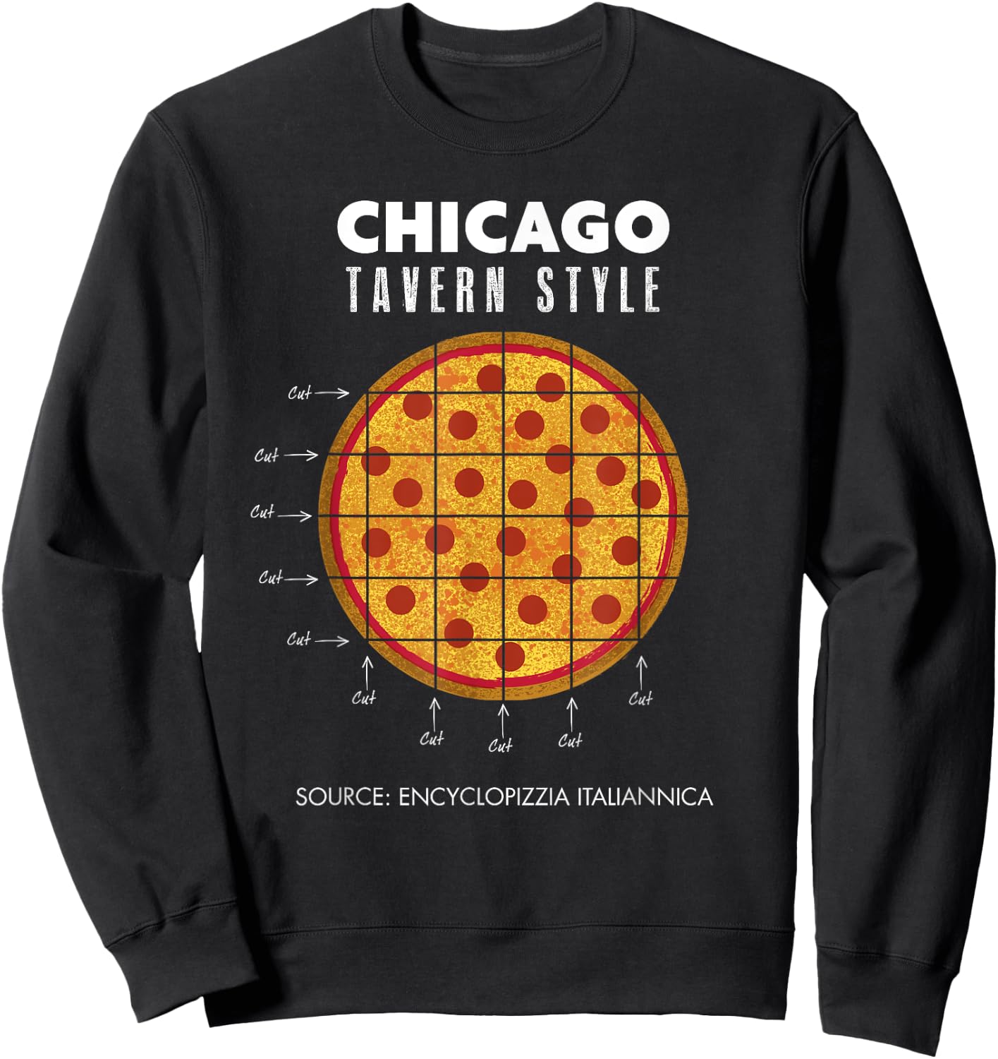 Regional Pepperoni Pizza Chicago Tavern Style Sweatshirt - Sweatshirt | Black