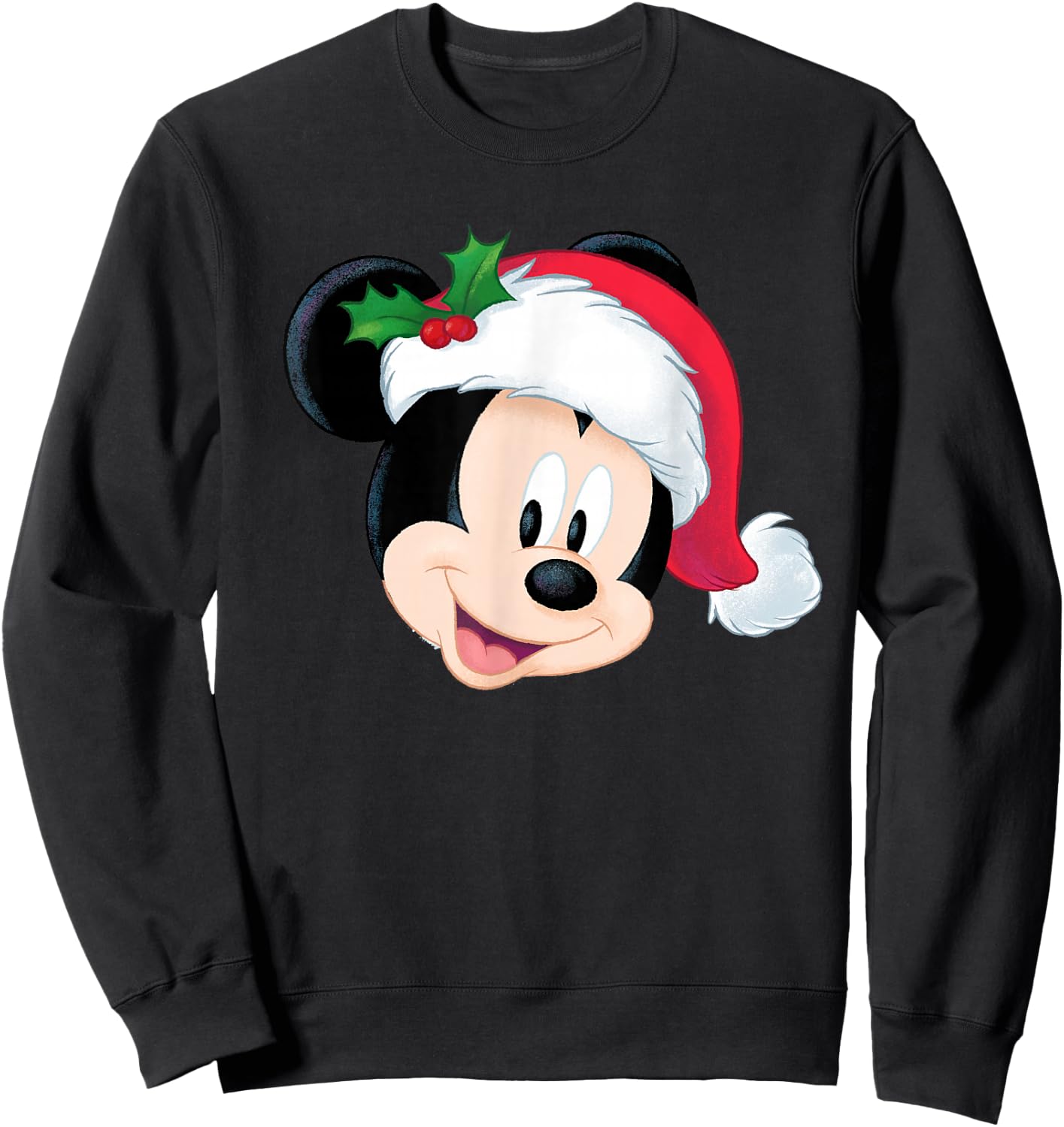 Disney Mickey Mouse in Santa Hat Holiday Sweatshirt - Sweatshirt | Black