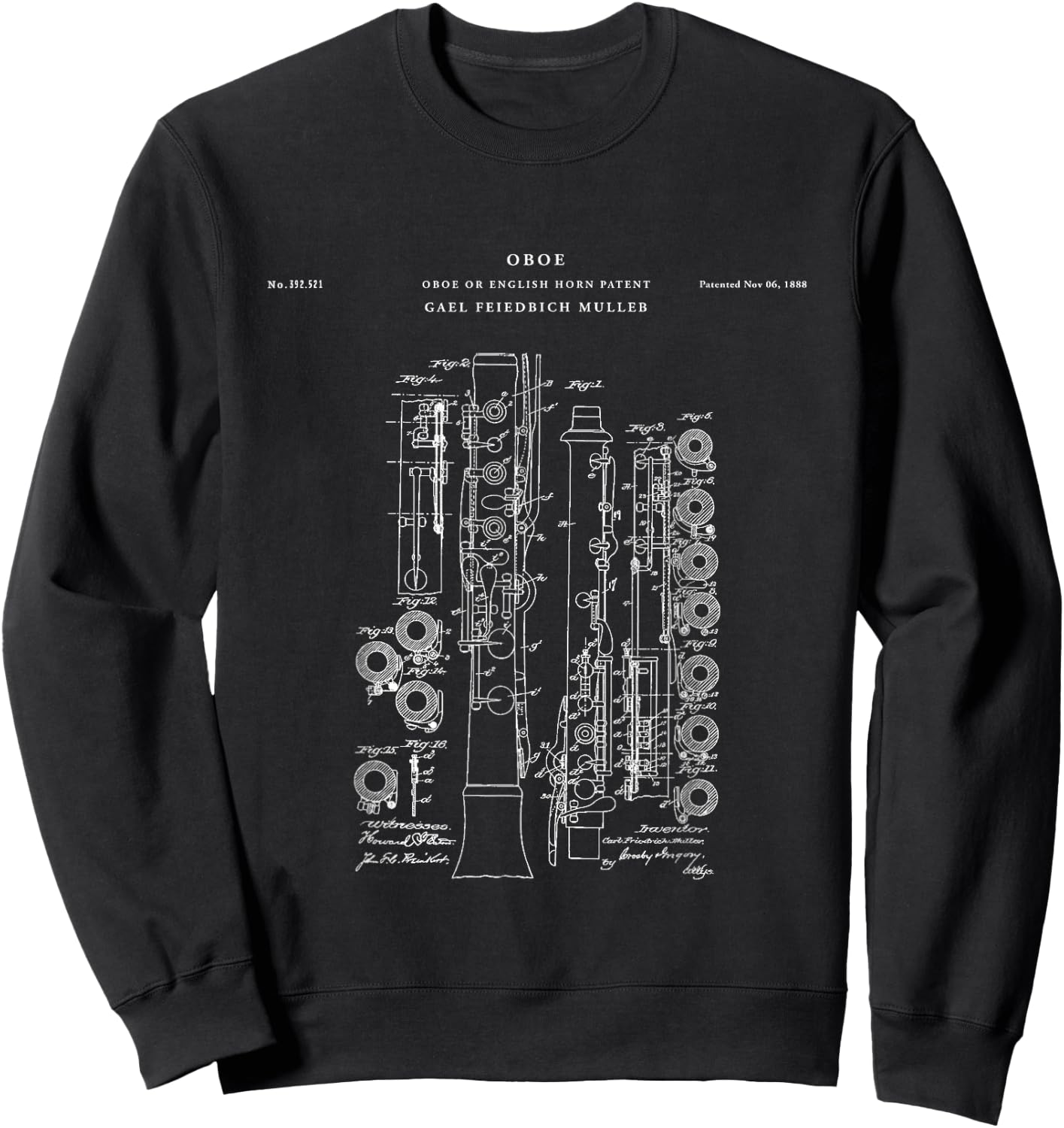 Oboe Patent - Music Sweatshirt - Sweatshirt | Black
