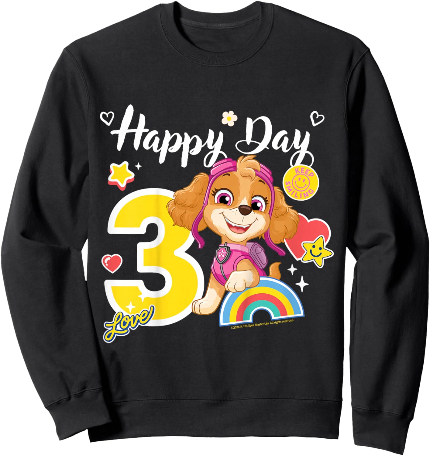 Official Paw Patrol Skye Happy Day Birthday Age 3 Sweatshirt - Sweatshirt | Black